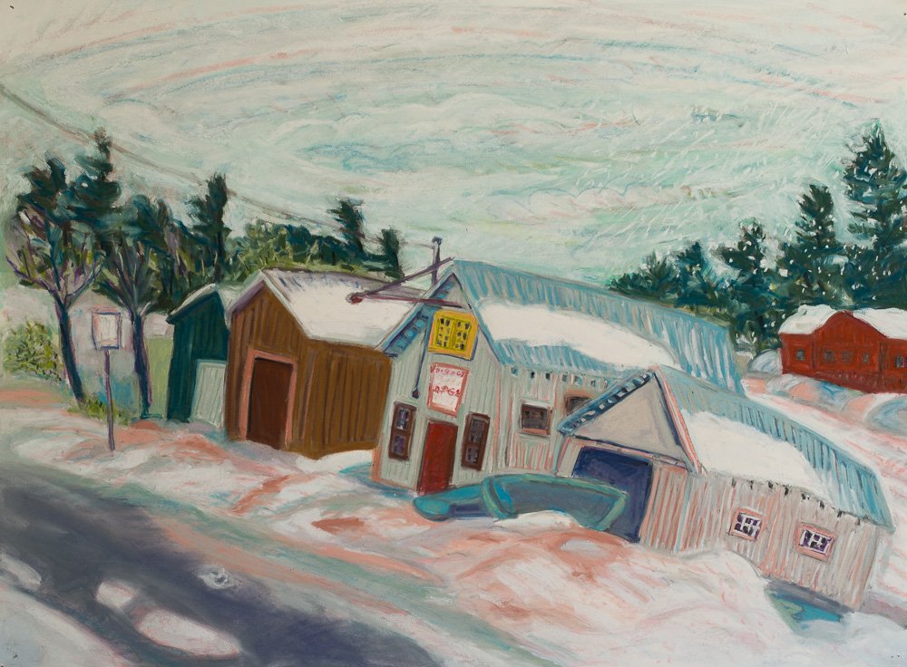 Boathouses Bayfield Inlet Winter, pastel 22x30
