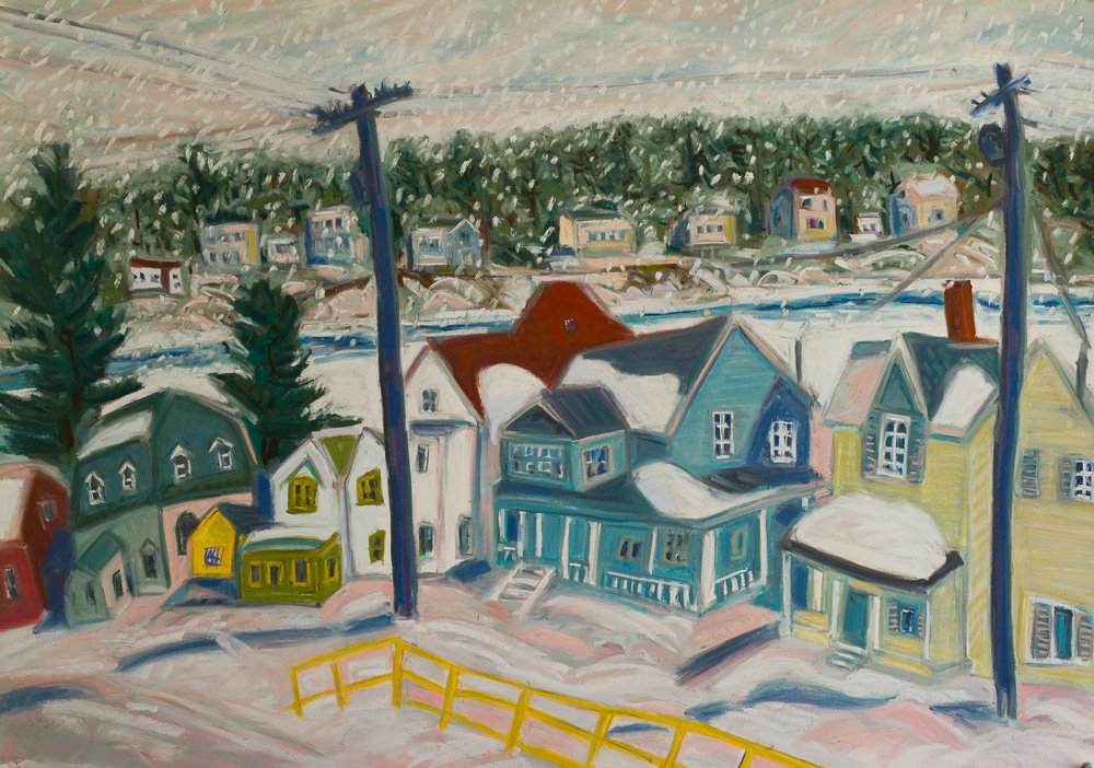 William Street Parry Sound Winter, pastel 22x30