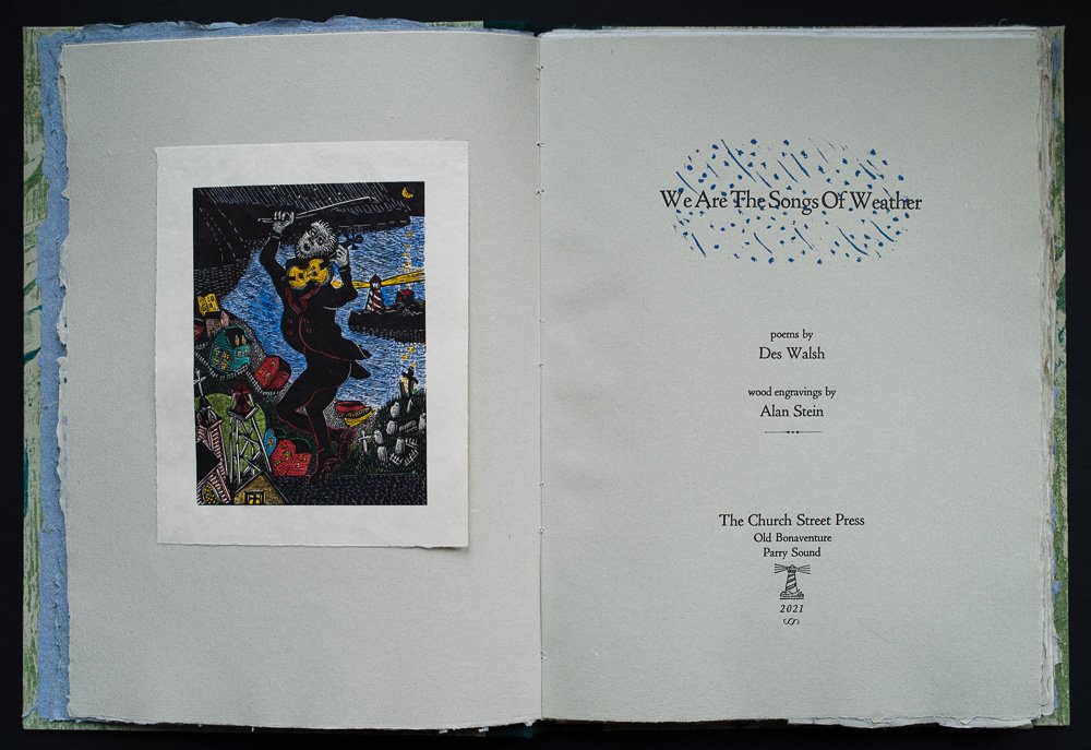 We Are The Songs Of Weather, hand coloured frontispiece, title page.jpg