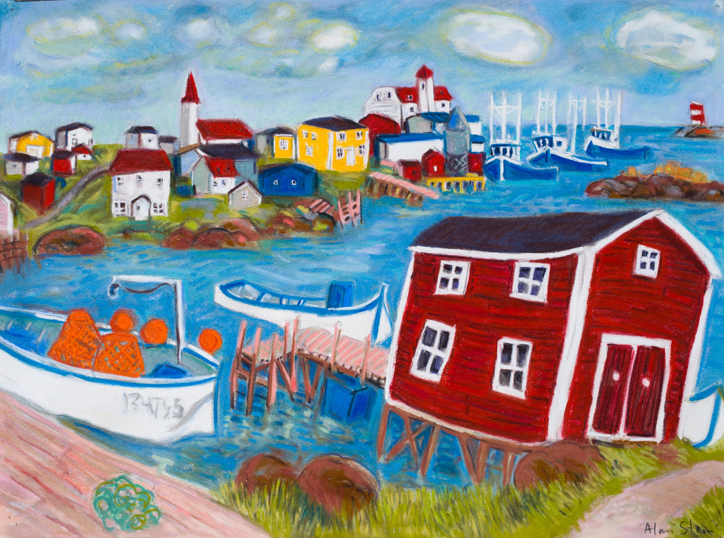 Greenspond Harbour, Newfoundland, 22x30 pastel