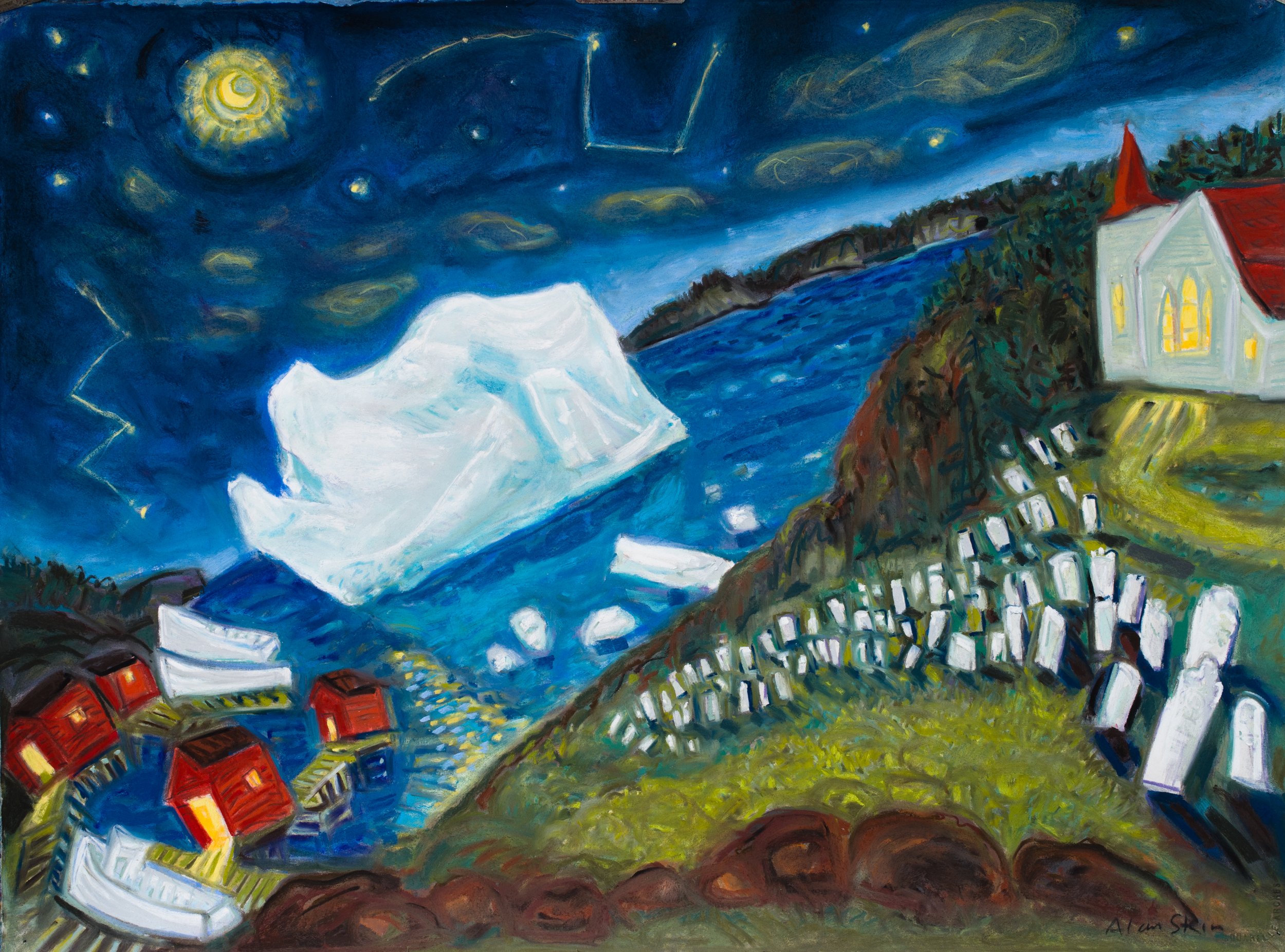 Iceberg One Night Newfoundland, 22x30 pastel 