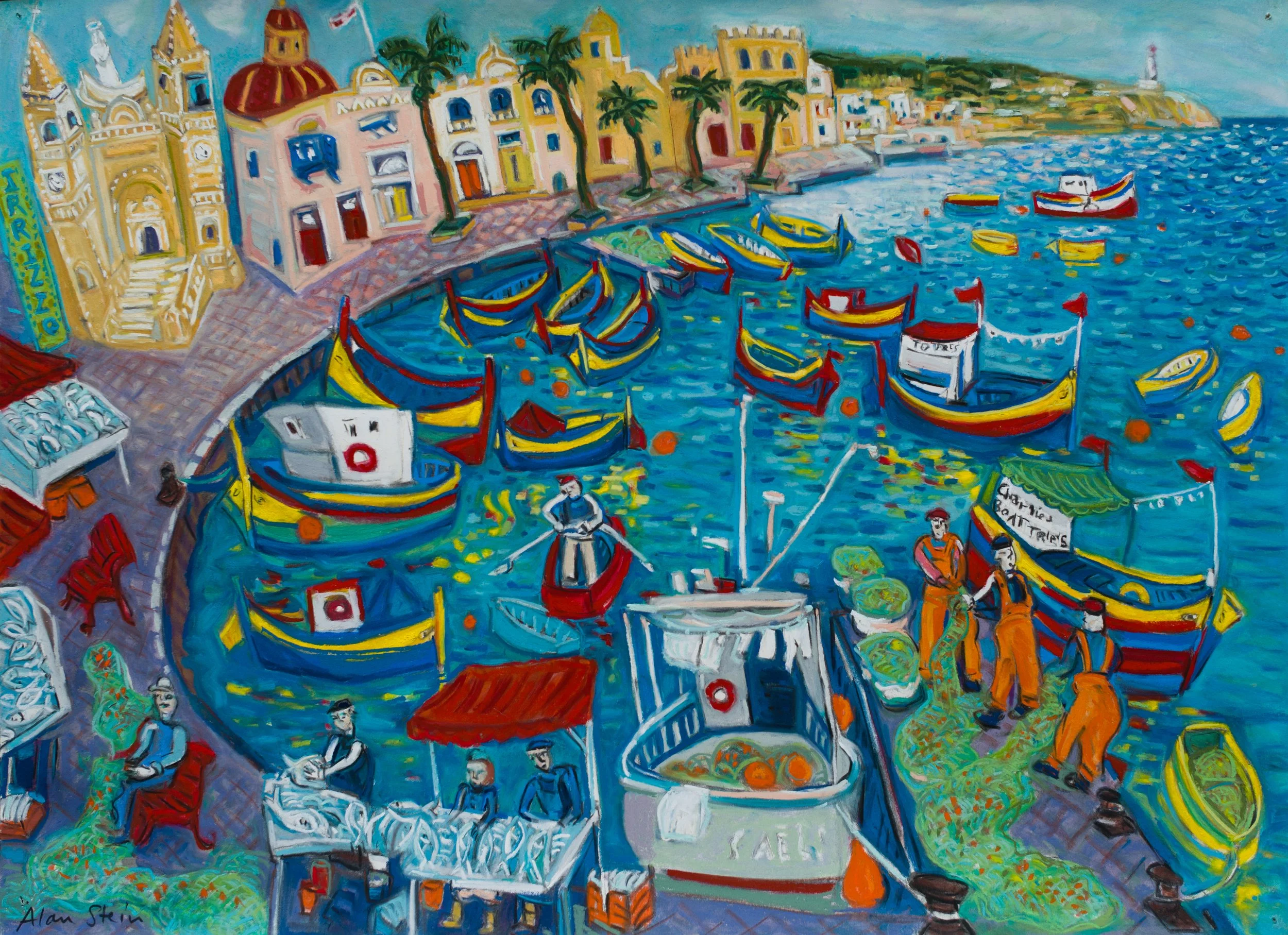 Mending Nets, Marsaxlokk, Malta, pastel 22x30 2025 (1 of 1).jpg