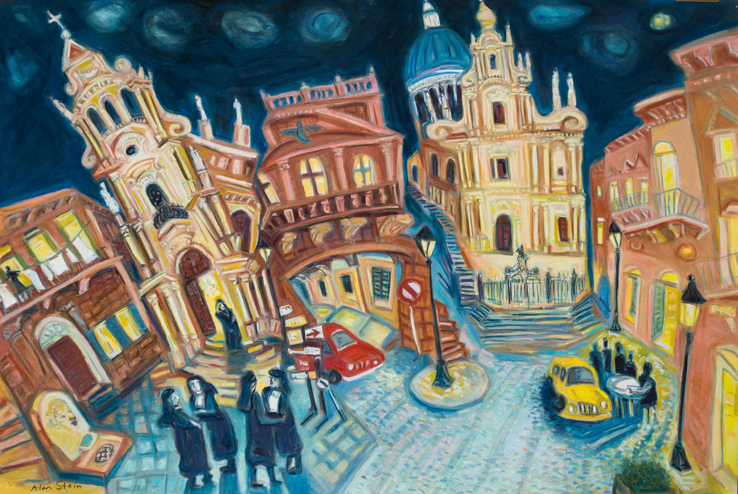 One Night In Ragusa, Sicily pastel 30x44, 2025 (1 of 1).jpg