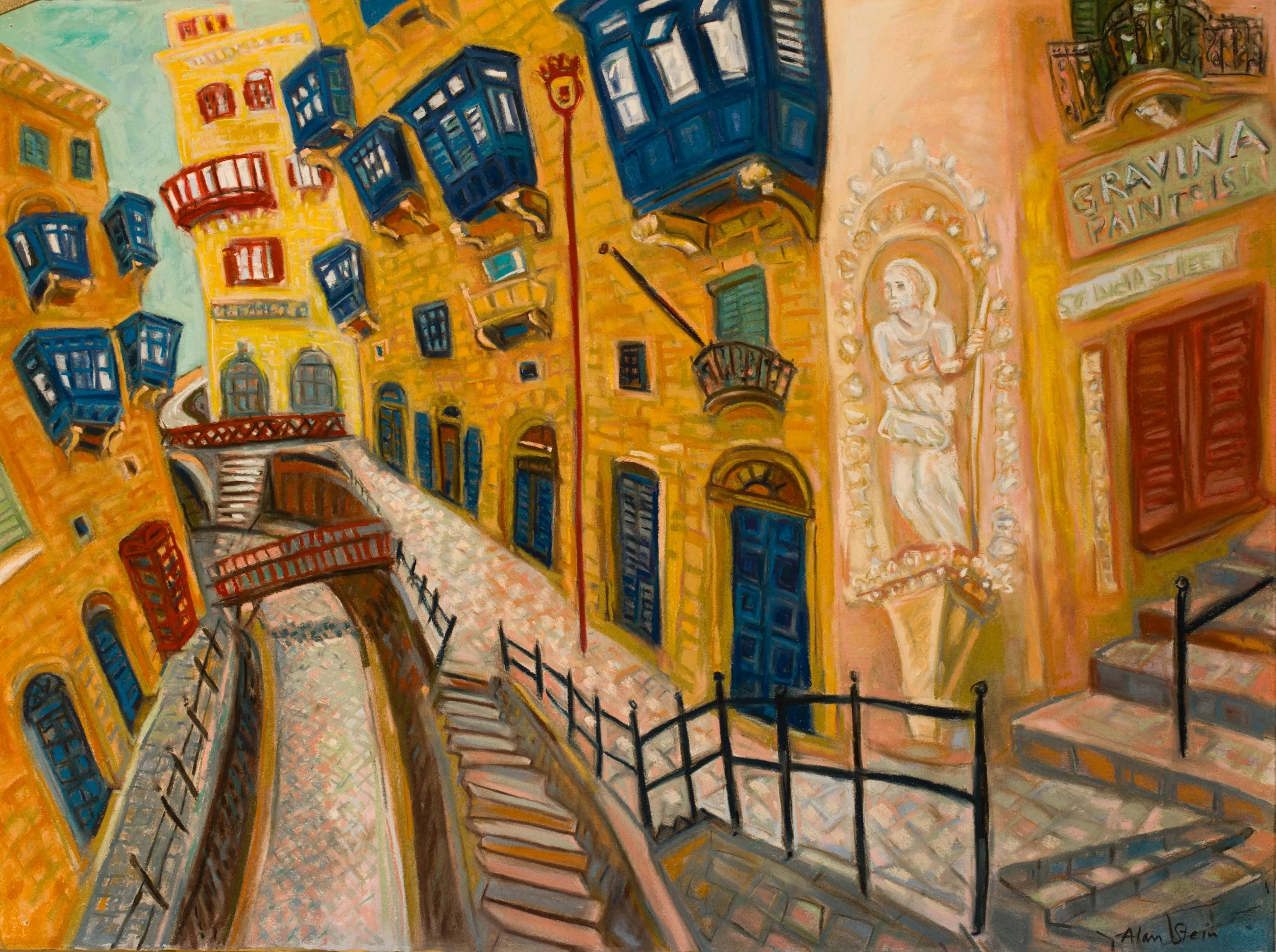 St. Lucia Street, Valletta, Malta pastel 22x30 (1 of 1).jpg