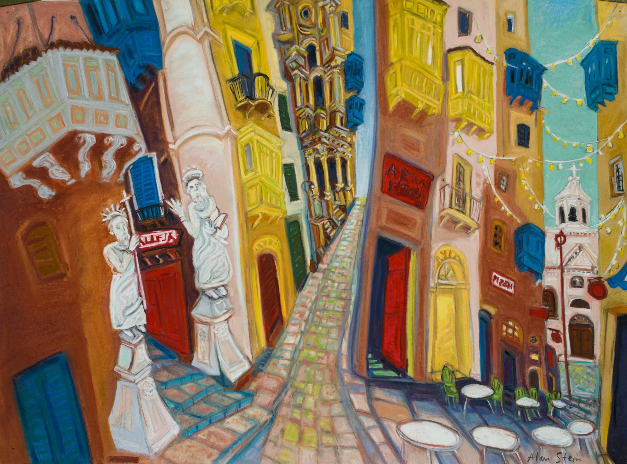 Valletta, St. Lucia Street, Malta, pastel 22x30 2025 (1 of 1).jpg