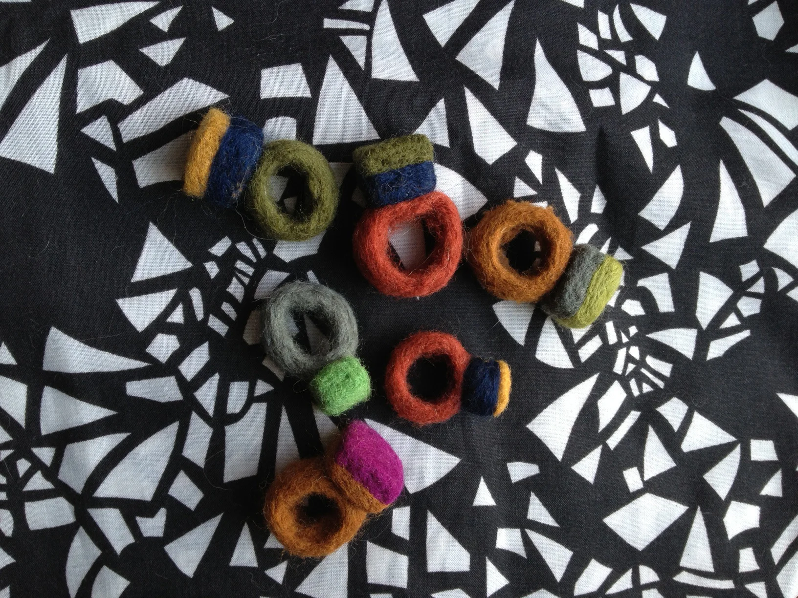 Needle felted gems. 