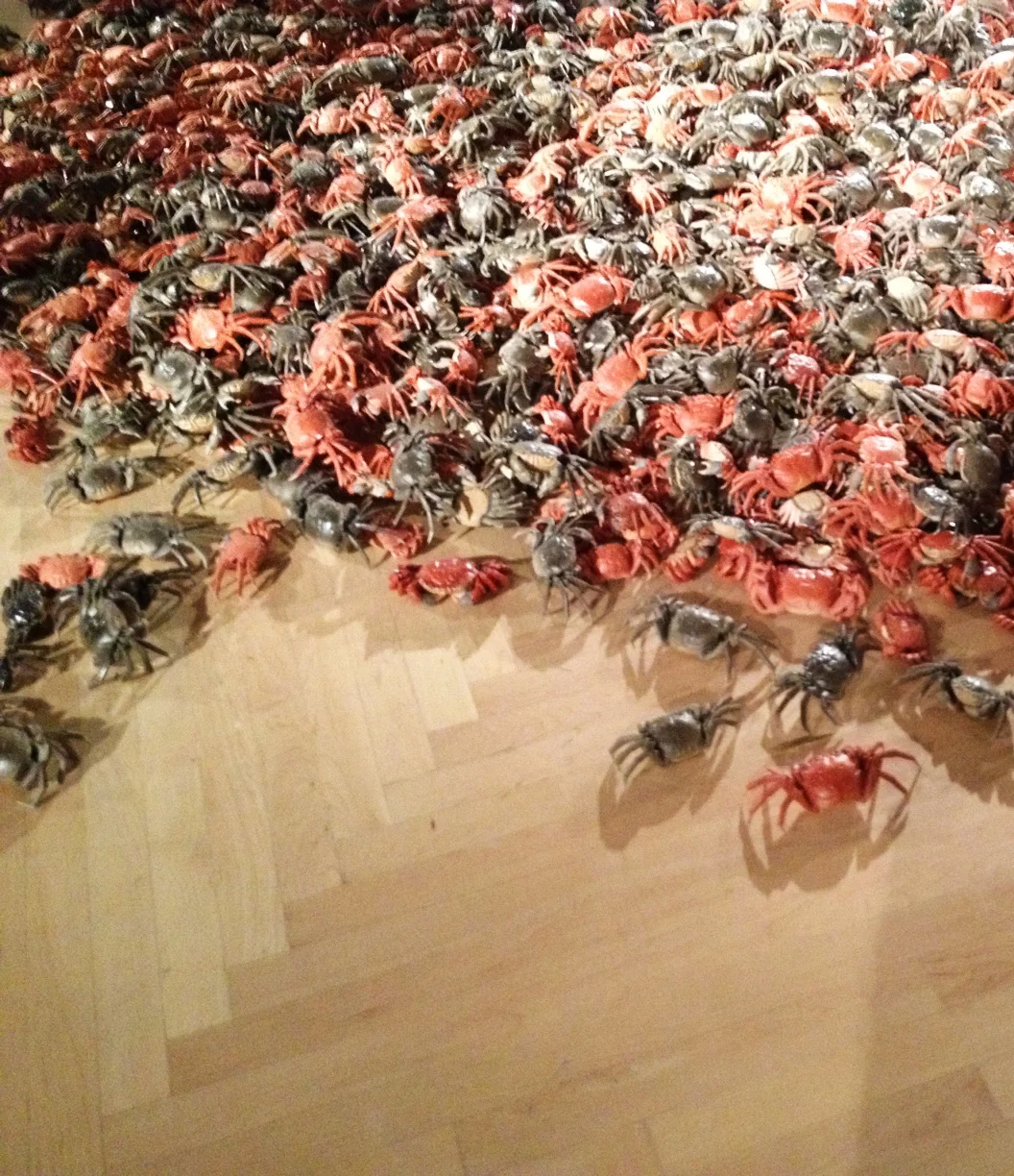 Ai Weiwei crabs. This room also had two huge bowls of pearls, which were begging to be touched. They had a guard to keep peoples fingers out of the pearl pots. Pardon the blurry picture. 