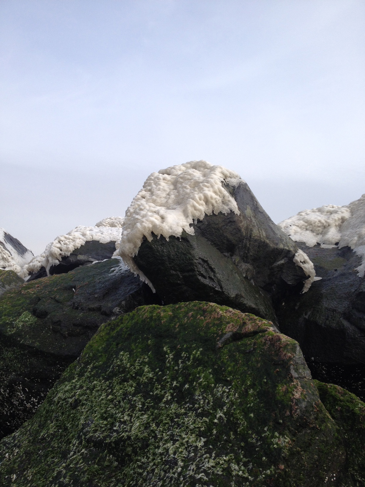 Ice capped jetties. 