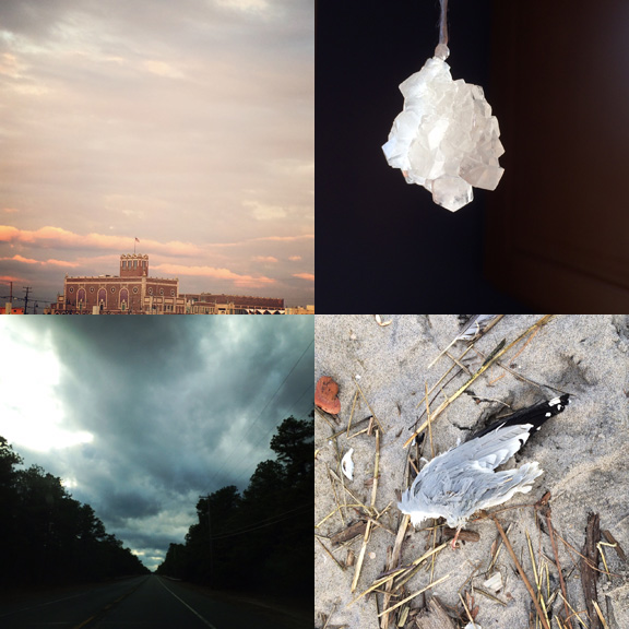1) Pink sky at night... 2) Homemade crystals! 3) A mysterious drive. 3) Lost at sea. 