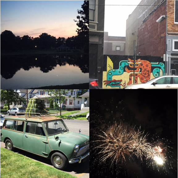 1) Sunset at the Lake with my father. 2) New cat in town. 3) Where is this mini car going and can I go too? 4) Asbury Park does the fourth right. 