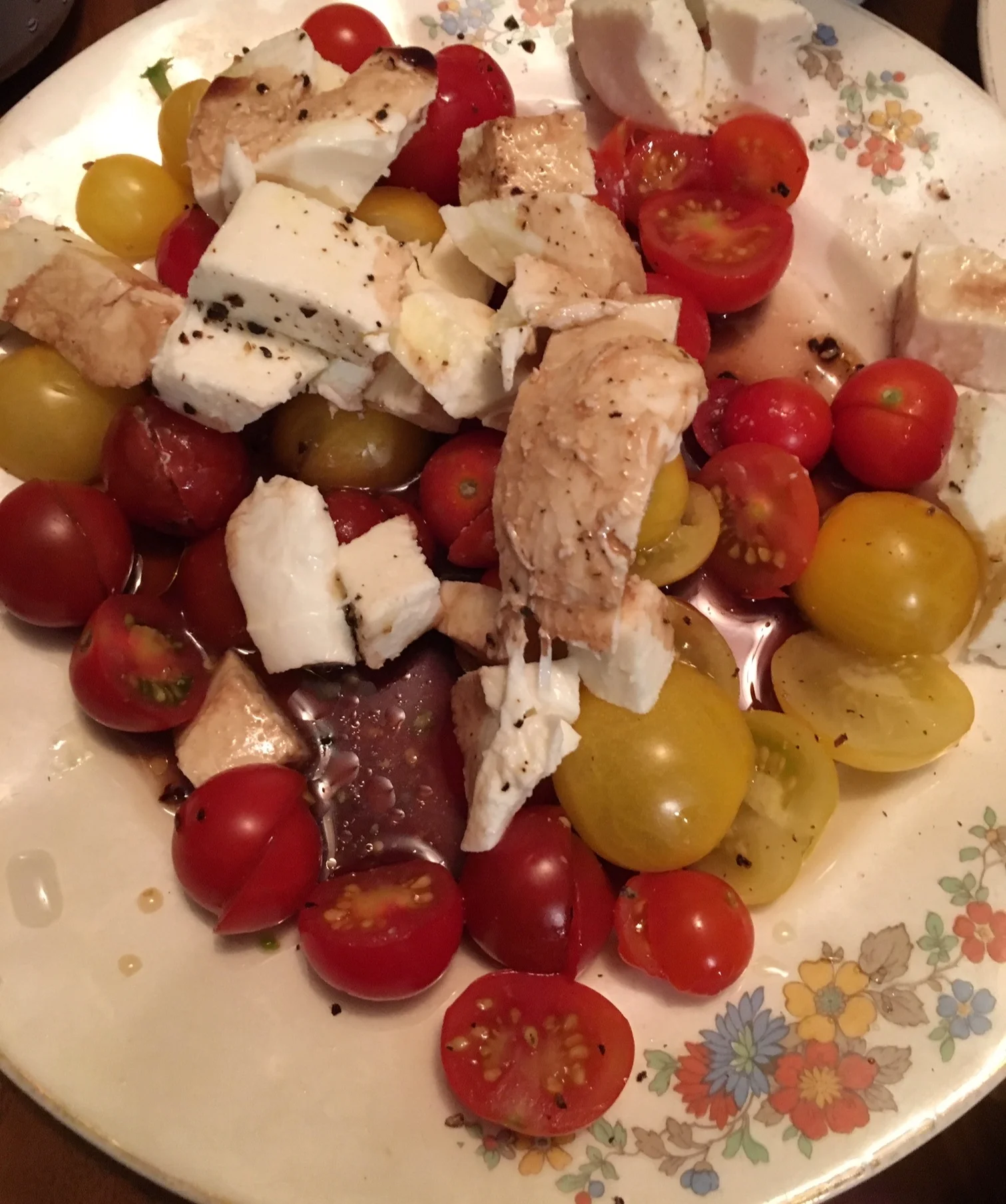 Tomatoes and mozz with balsamic. Our favorite Summer meal.
