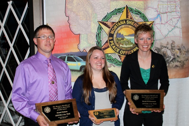 Scott Nelson - MSPOA Officer of the Year from Sheridan County / Sapphira Olson - Sheridan County 9-1-1 - Telecommunicator of the Year / Heidi Williamson - MSPOA Officer of the Year from Sheridan County