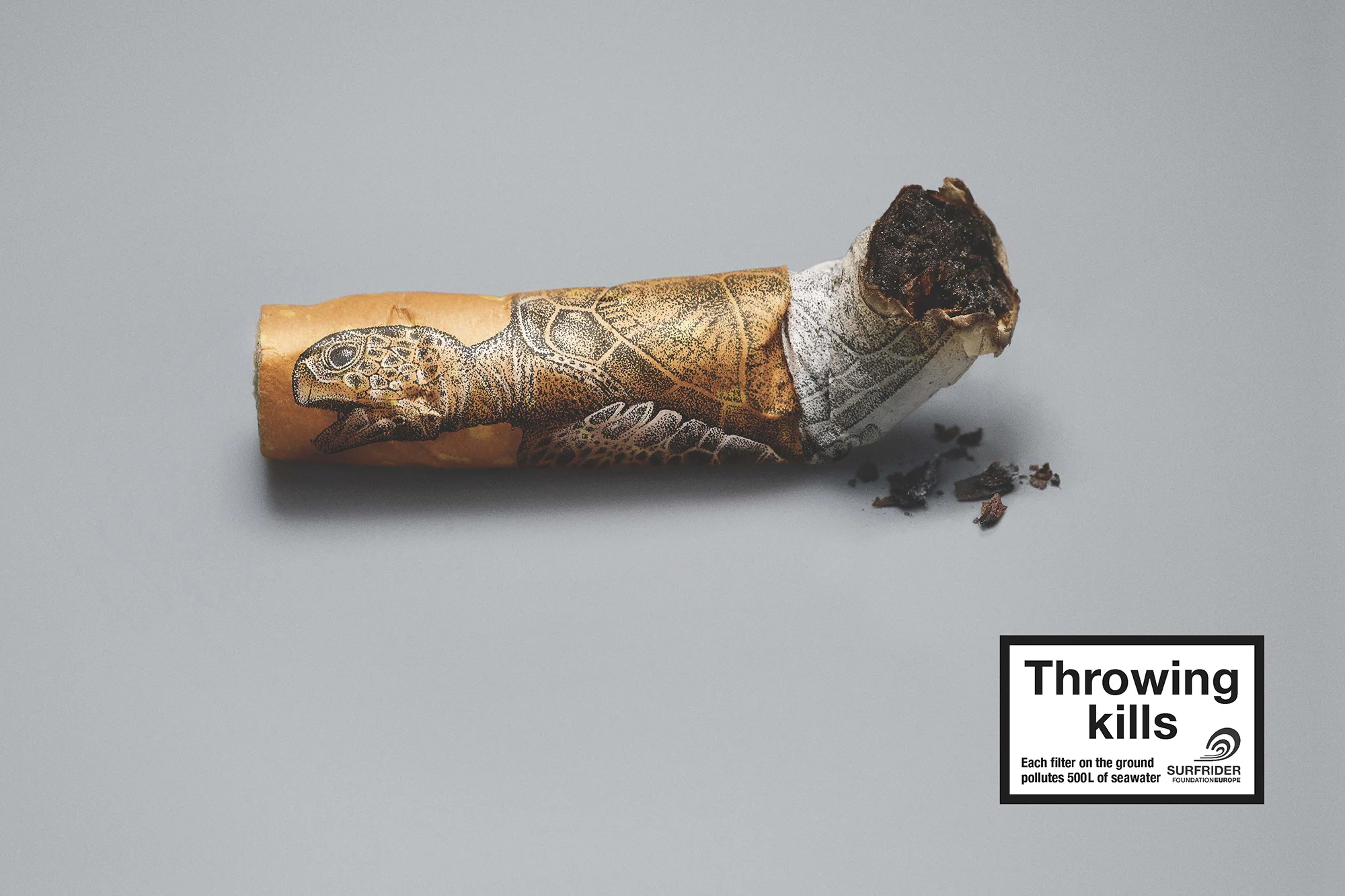 Illustrations for Surfrider Foundation campaign, raising awareness about cigarette butts pollution client : Young&Rubicam Paris making-of on Youtube