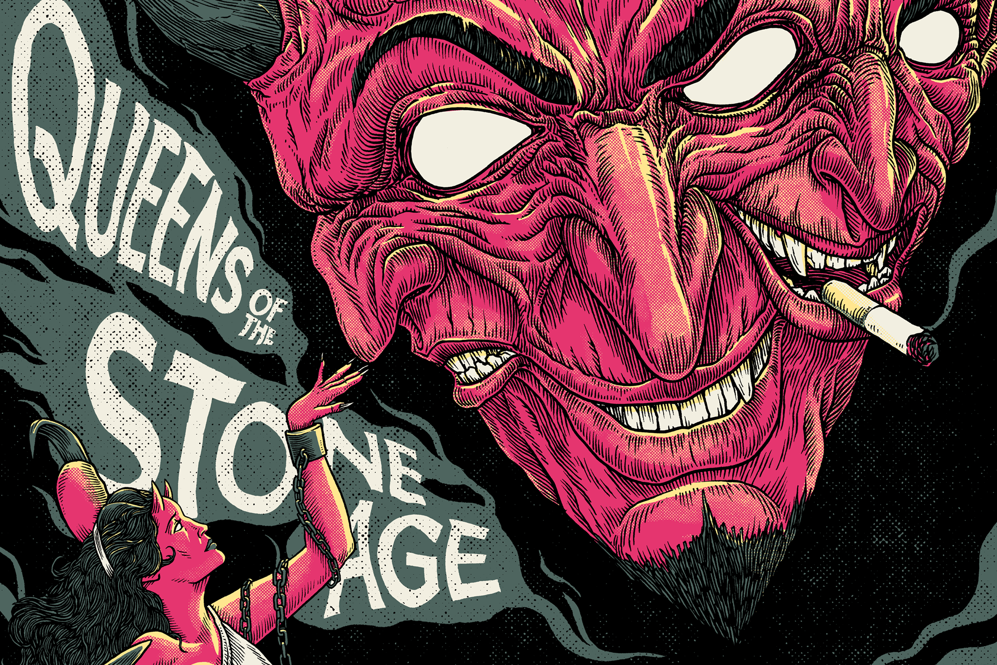 Official poster for Queens of the Stone Age Hamburg show in 2017 Client : French Paper Art Club