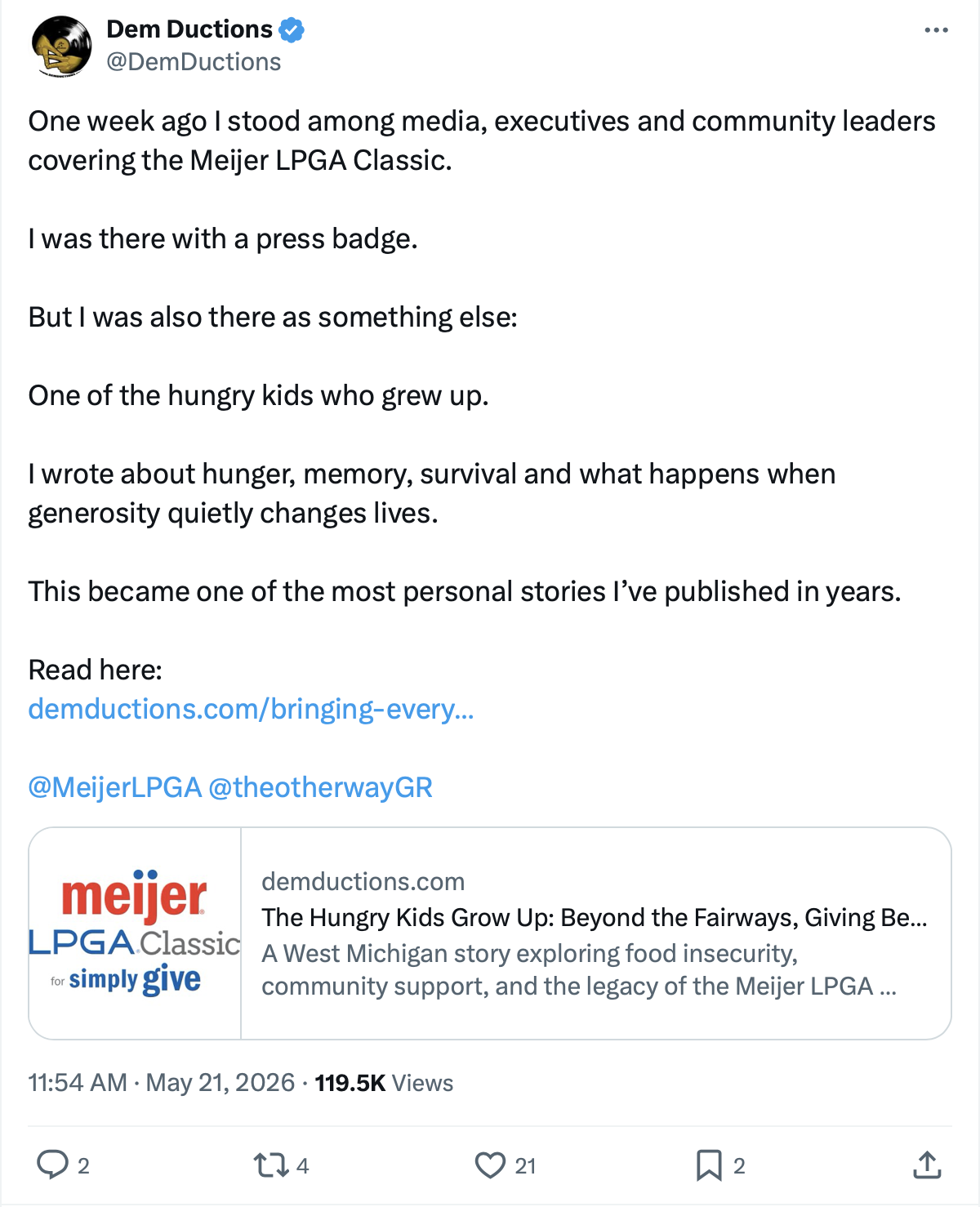 1st X post in 12 years, goal is to tell a story worth telling truth resonate and no need for selling.