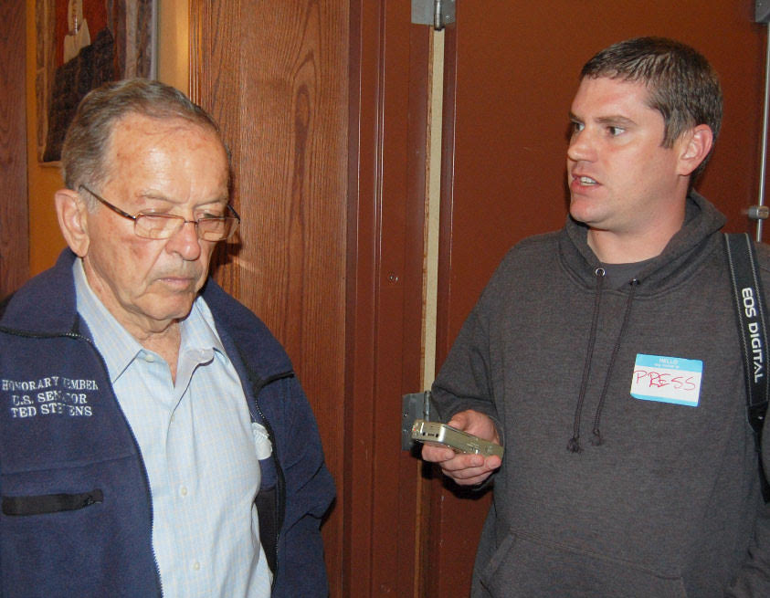 Brendan with Sen. Ted Stevens, sometime during the 2008 senatorial campaign (which he lost to Mark Begich) / Courtesy of Brendan 