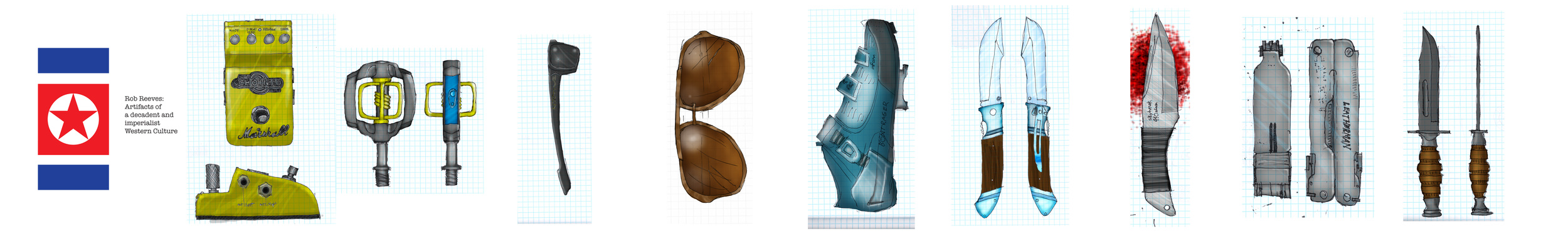 Illustration booklet. Digitally colored sketches of every day items.