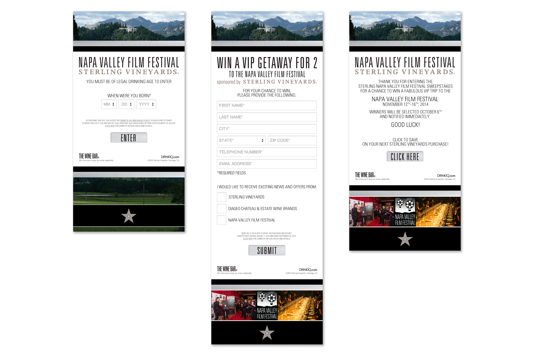 NAPA VALLEY FILM FESTIVAL / STERLING VINEYARDS SWEEPSTAKES