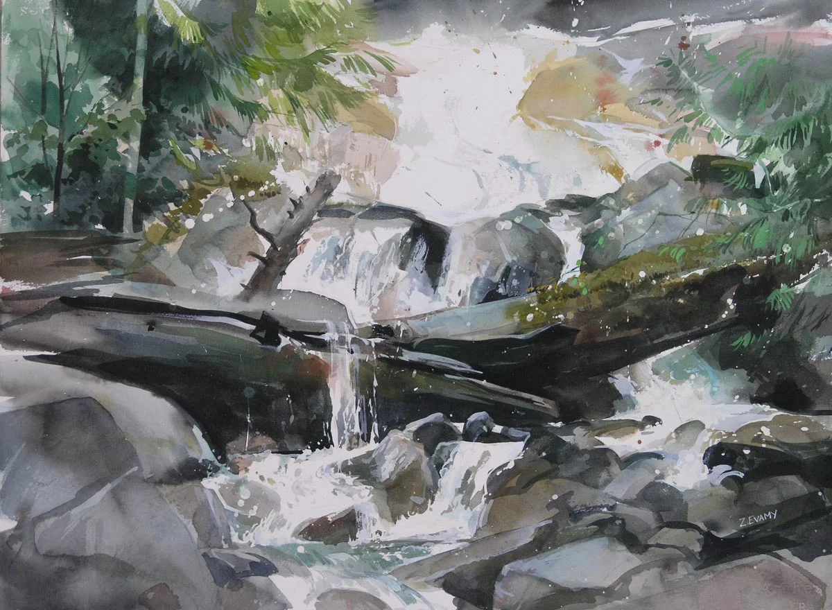 Base of Shannon Falls - watercolour