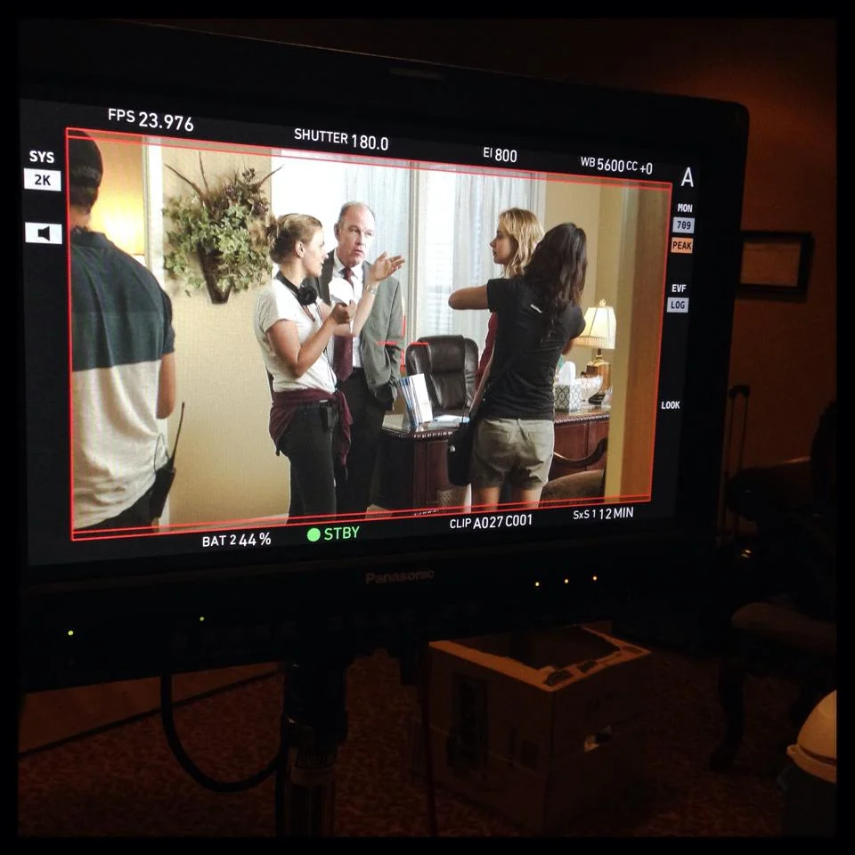 Anna going over a scene with Imogen Poots & Larry Jack Dotson during our 1st night shoot