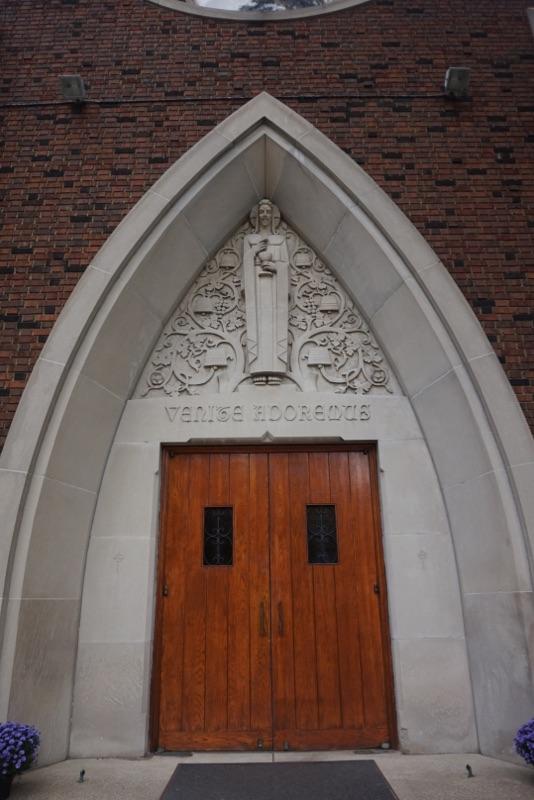 Our Church doors--Come Let Us Adore Him