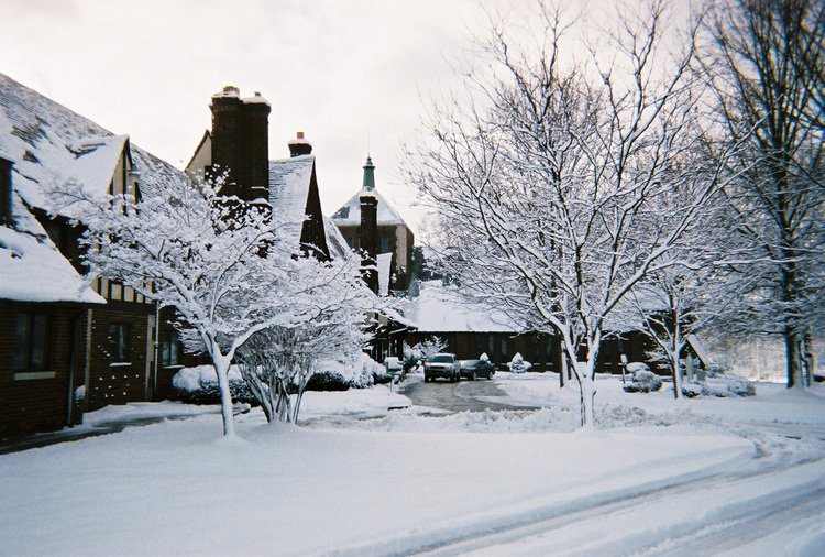 Our Monastery Front from our Retreat House...with some more snow