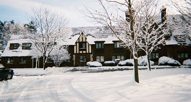 Our Monastery Front from our Mary Statue...and guess what...more snow...either this Sister likes or dislikes the snow a lot