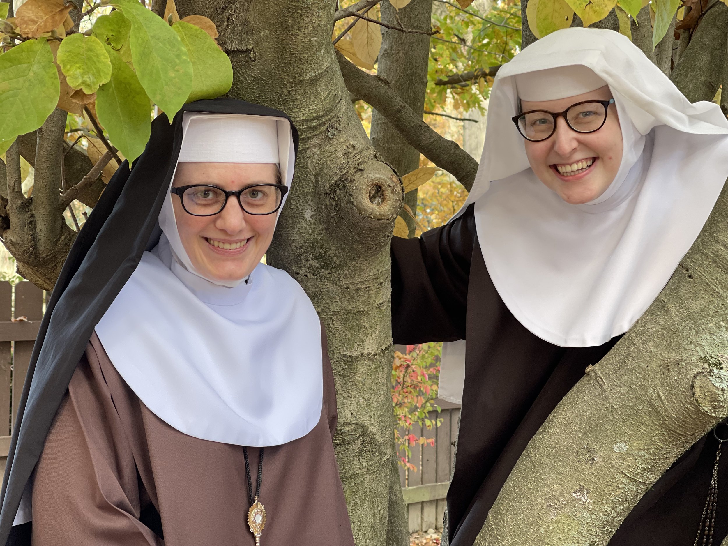The two biggest trouble makers of the whole place caught together--Srs. Bridget Marie and Thérèse Marie