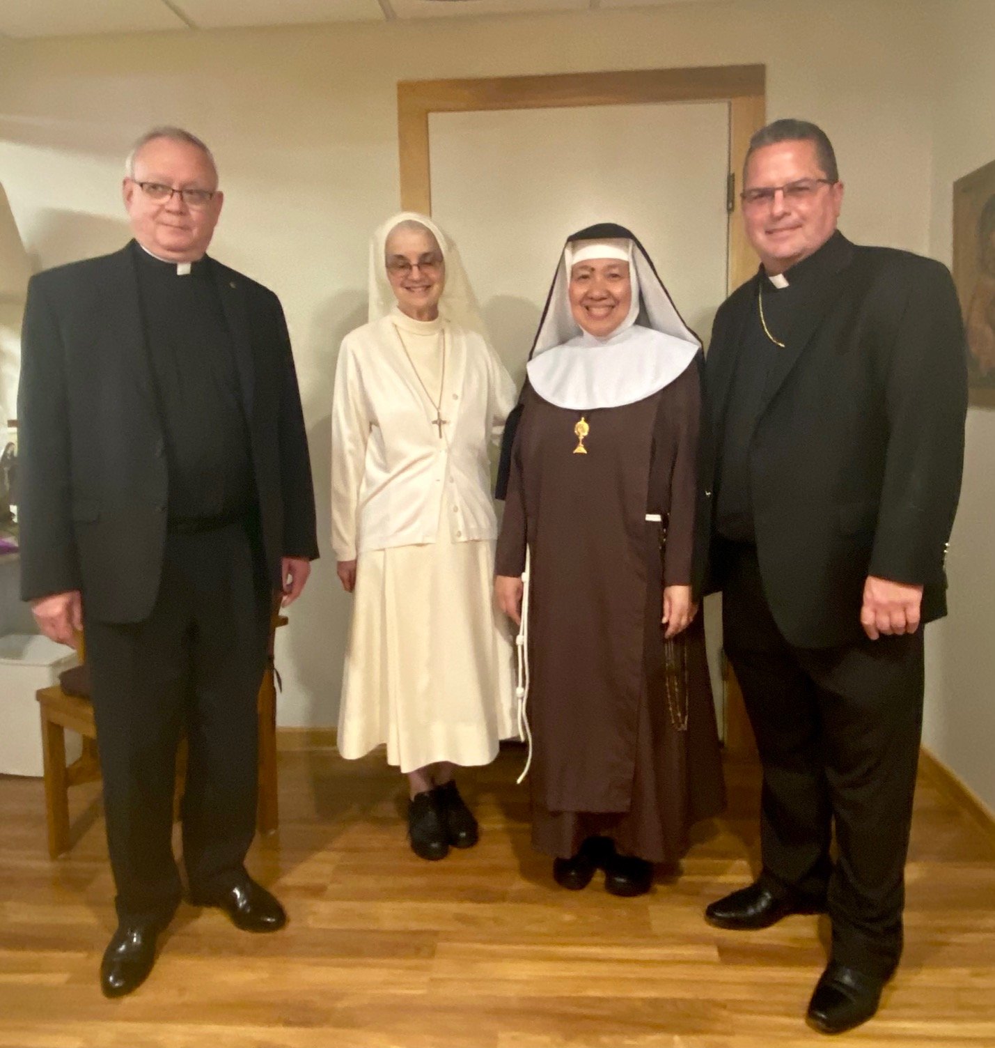 Msgr. Siffrin, Sr. Joyce Candidi (Vicar for Religious), Mother Mary Gertrude, and Bishop David Bonnar