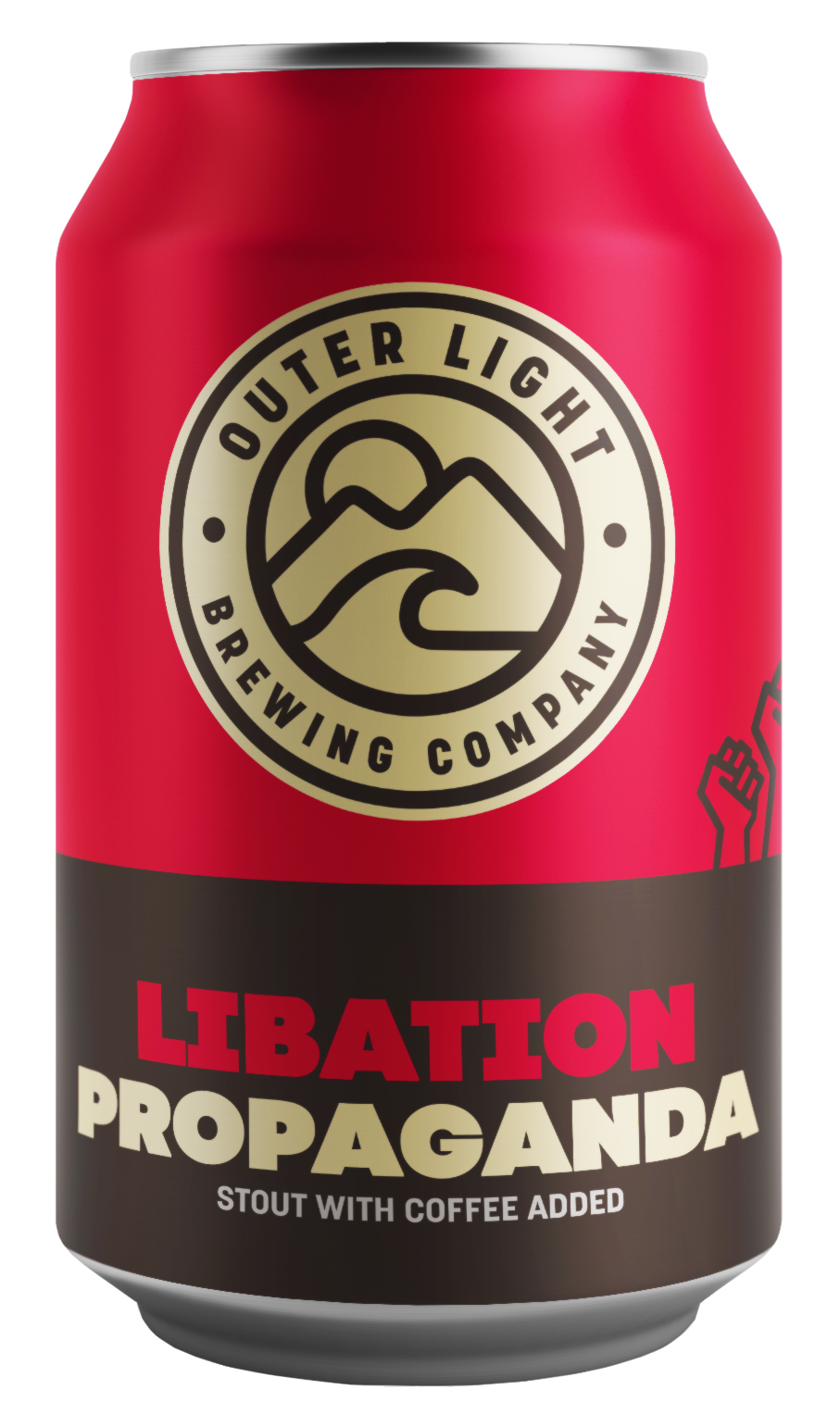 Libation Propaganda™ Coffee Stout A specialized blend of locally roasted whole bean coffee and chocolaty American roasted barley make our smooth, velvety coffee stout a treat for both beer and coffee lovers. Supplying a different type of jolt, this delightfully aromatic brew is propaganda worth sharing. 5.5%, 31 IBU; Hops: Perle; Malts: Pale, Caramel, Black, Roasted Barley, Oats, Blackprinz