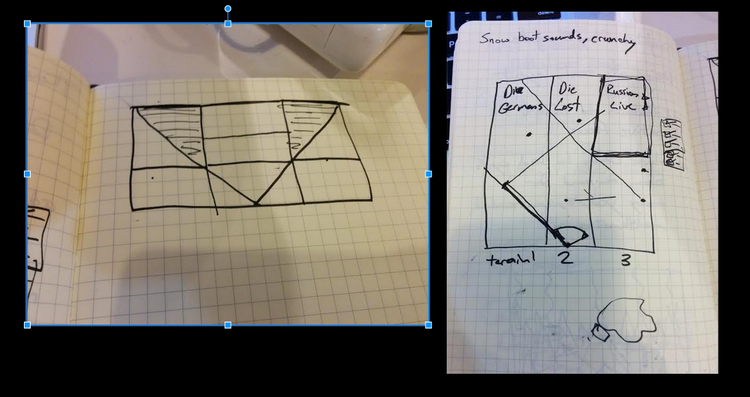Sketches of "story flow" within the game world. Depending upon which path a user took, a different end would occur.