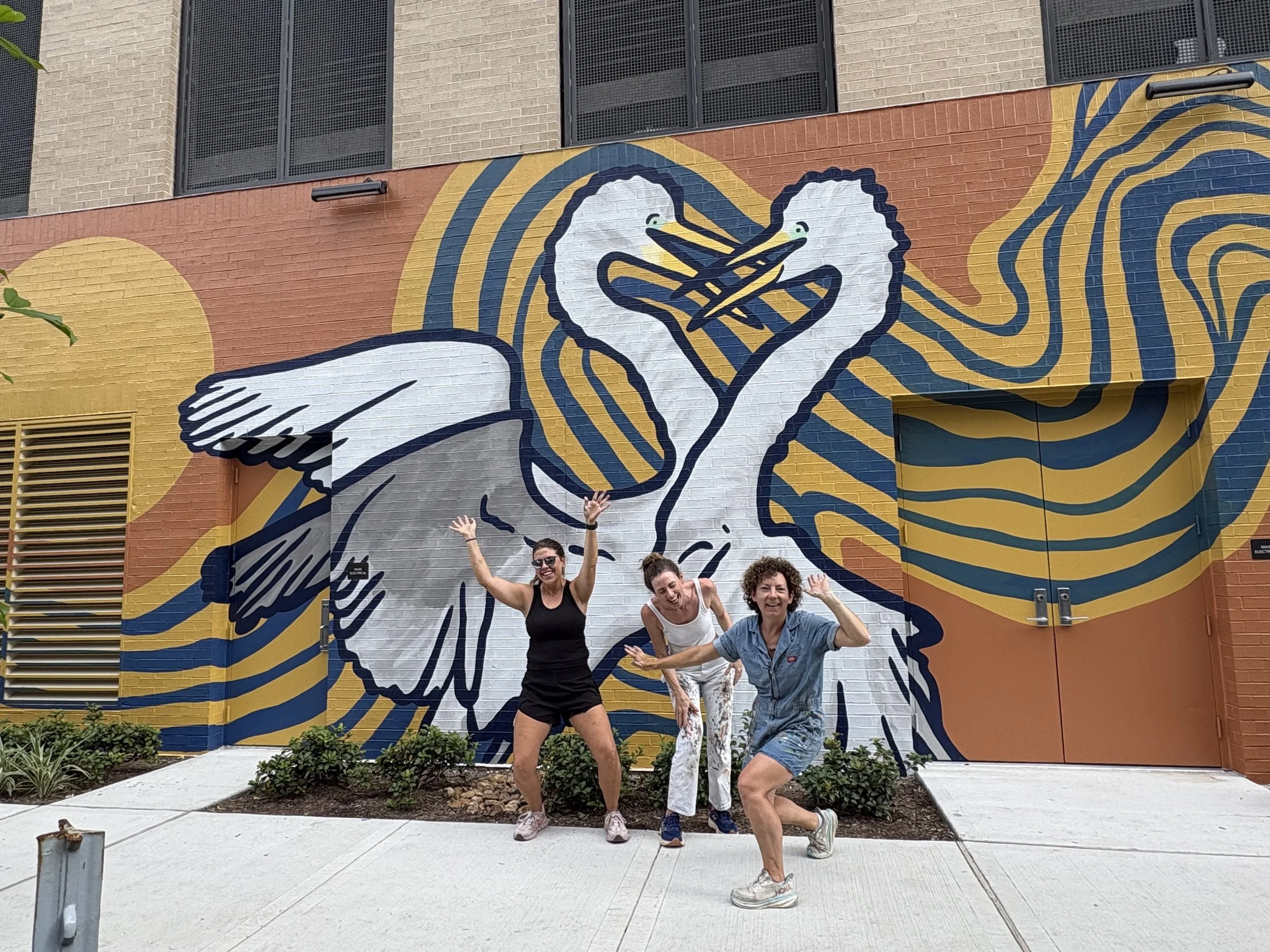 Buffalo Bayou Great Cranes Mural in Houston Texas