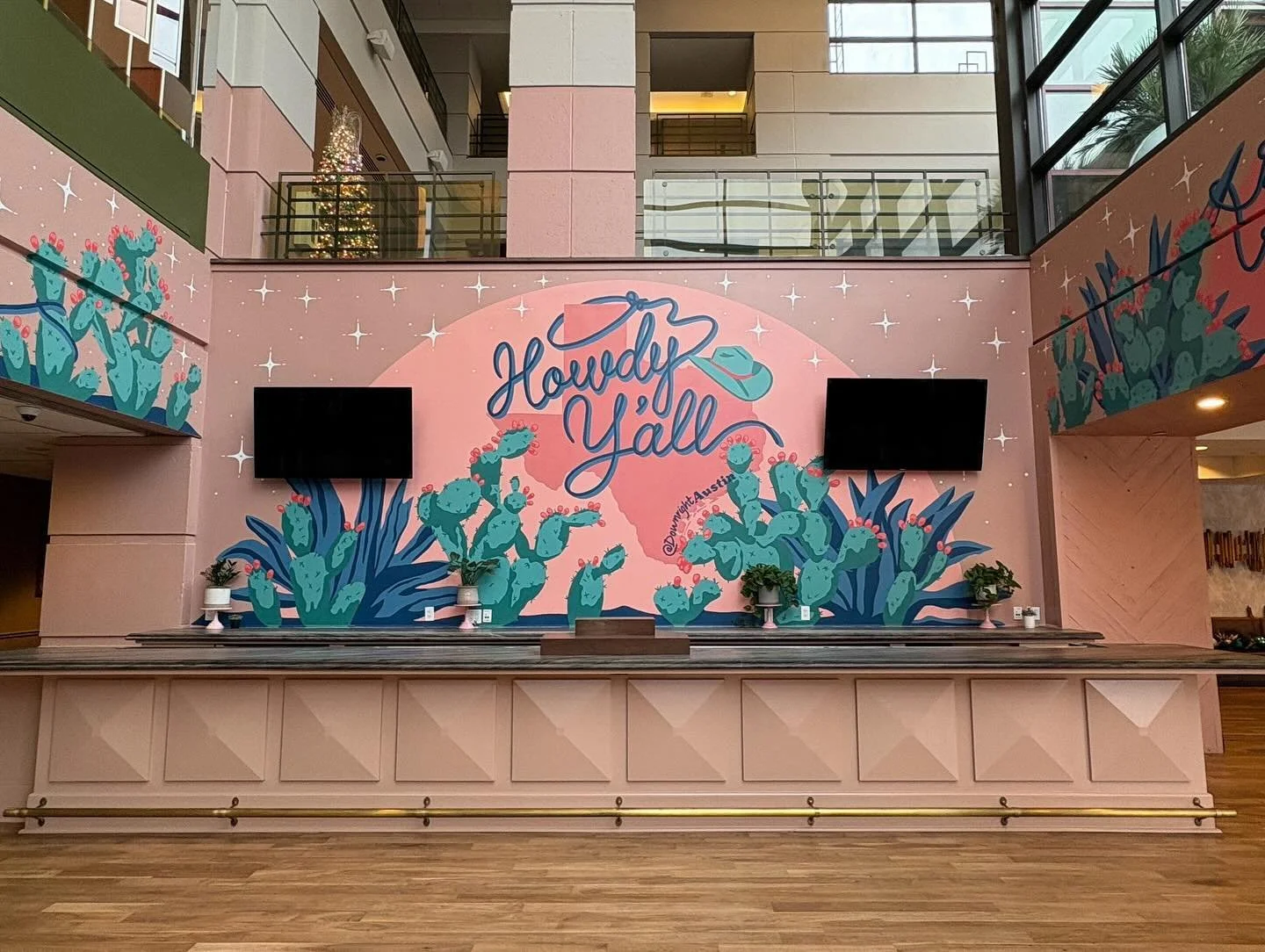 I closed out 2024 at @downrightaustin with a fantastic set of murals for their event space. Installation was somewhat treacherous, but such a great time! Thank you @rainbowslayer for all your help in this one! Looking forward to a new year of mural a