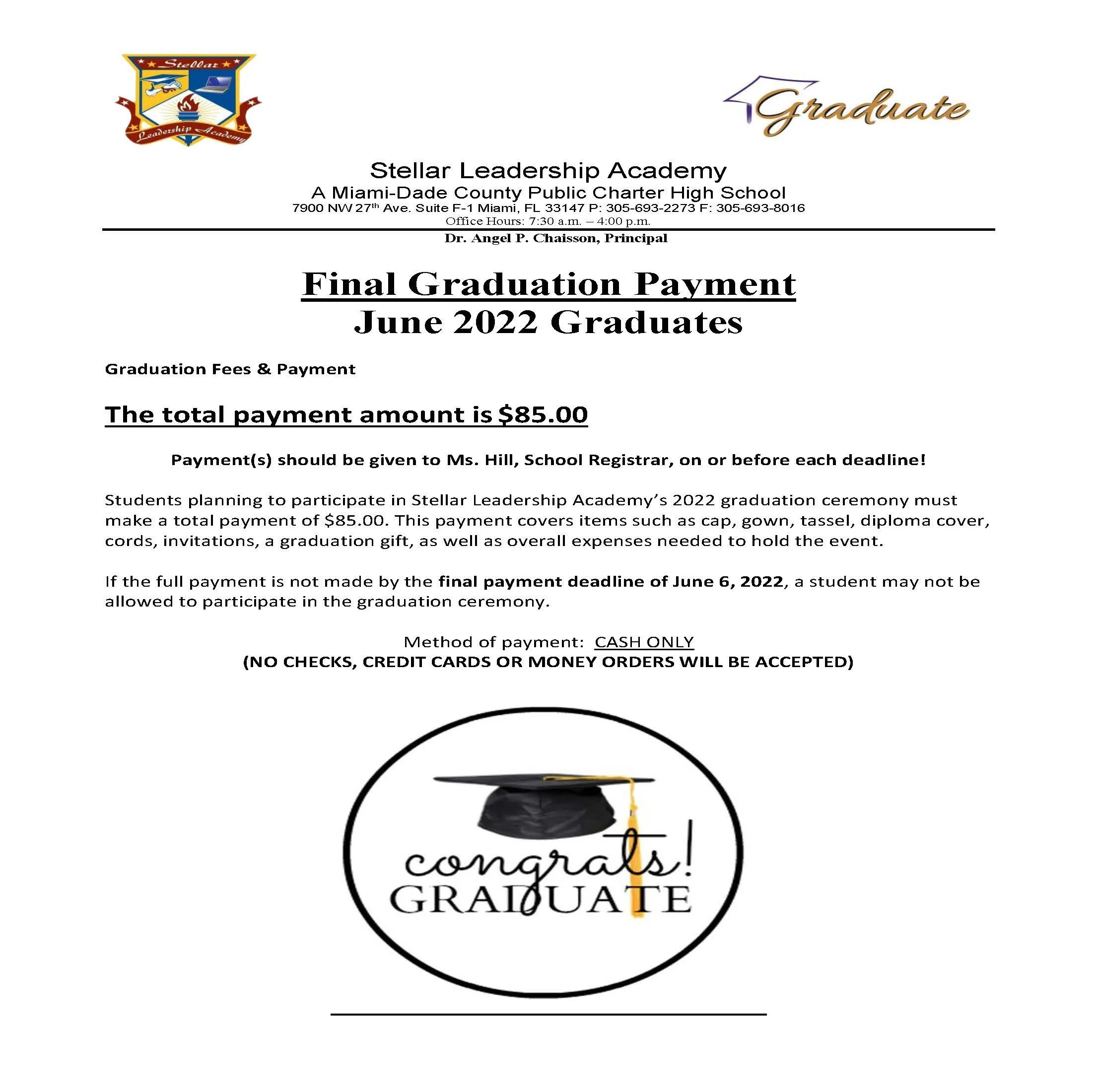 Graduation Fees & FAQ's — STELLAR LEADERSHIP ACADEMY