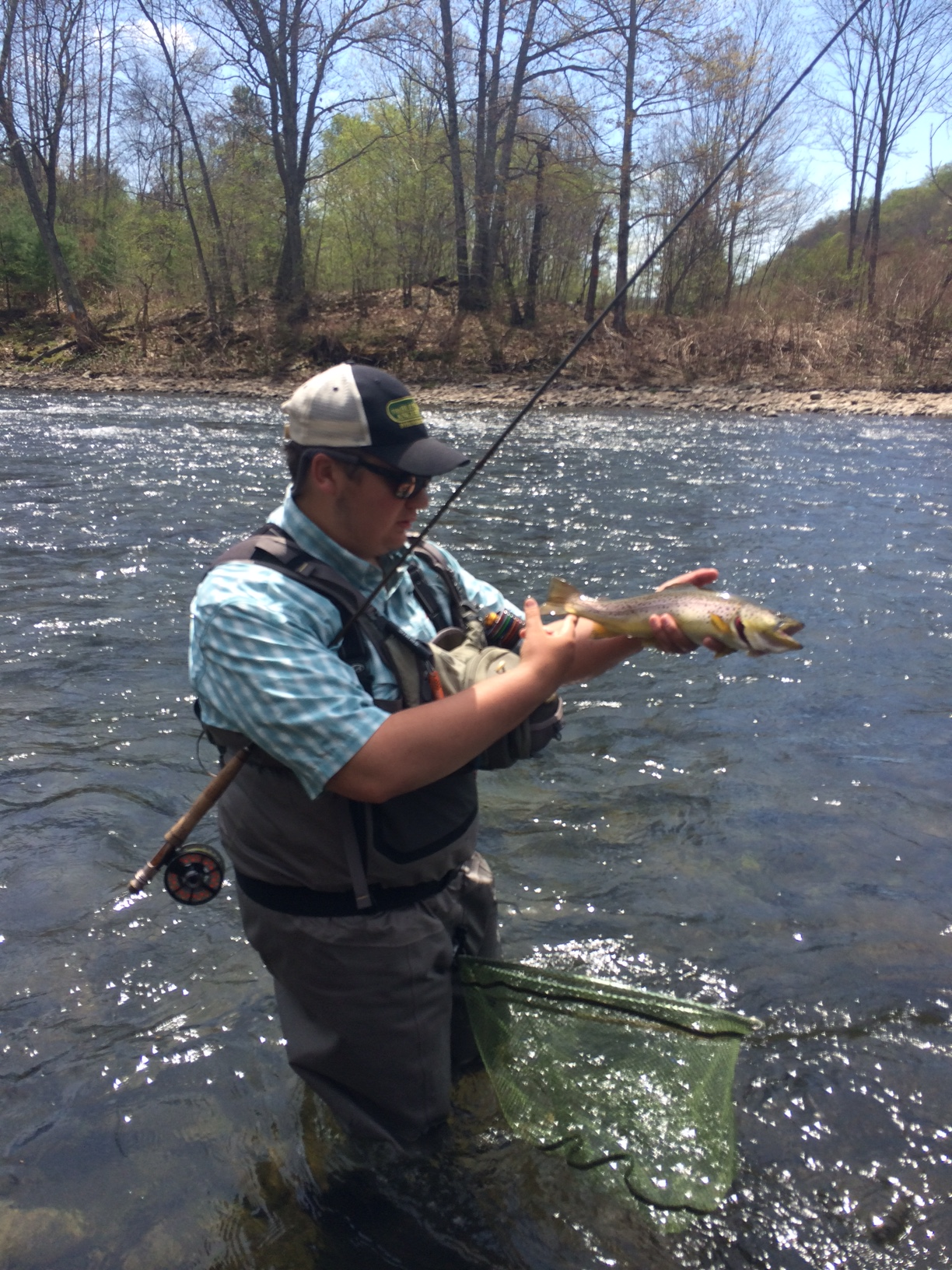Alex working it while on a trip to the Beaverkill with oher Team USA members and Matt Grobert.