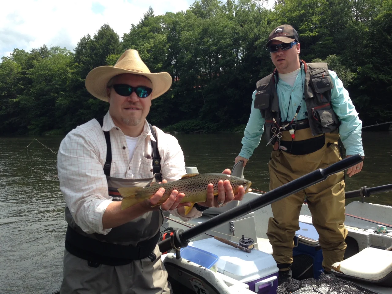 the 17" fish I waded to and my buddy, Lee Barnes, who will be a Hacklebarney member soon.