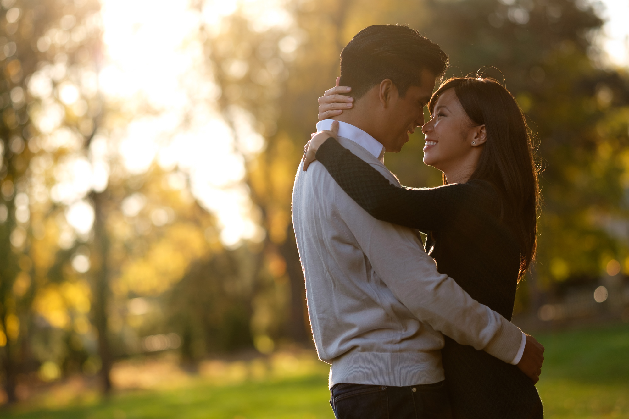 Haidie and Martin pose for some sunset portraits during their engagement session at Toronto's Edwards Gardens. 