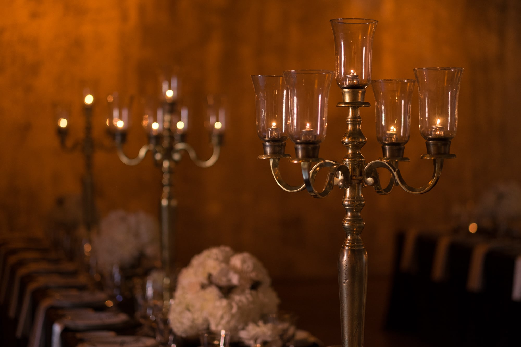  Ashot of the candelabra's on the tables from a wedding reception at Toronto's Fermenting Cellar in the Distillery District. 