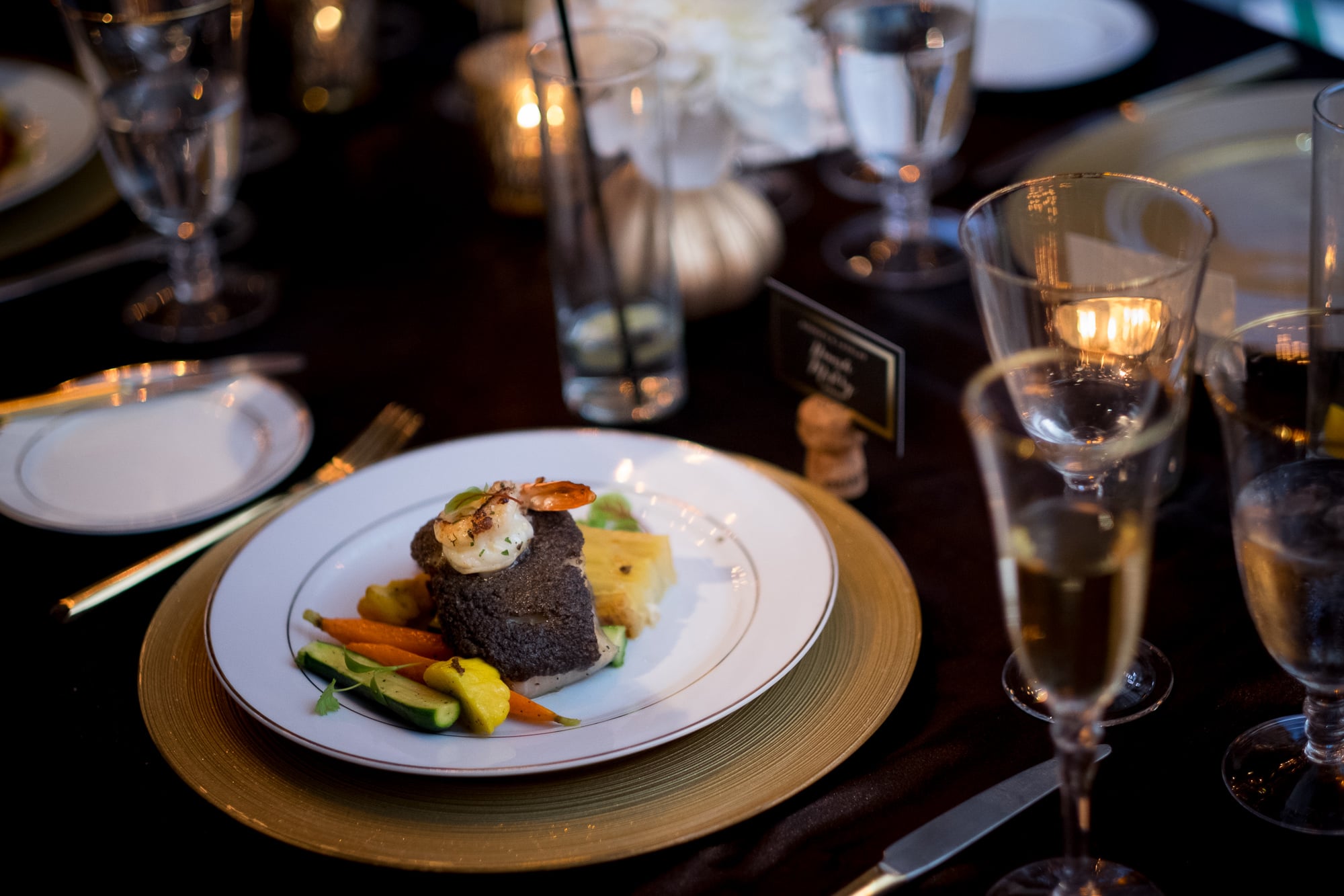 A detail shot of the main course from a wedding reception at the Fermenting Cellar in Toronto's Distillery District. 