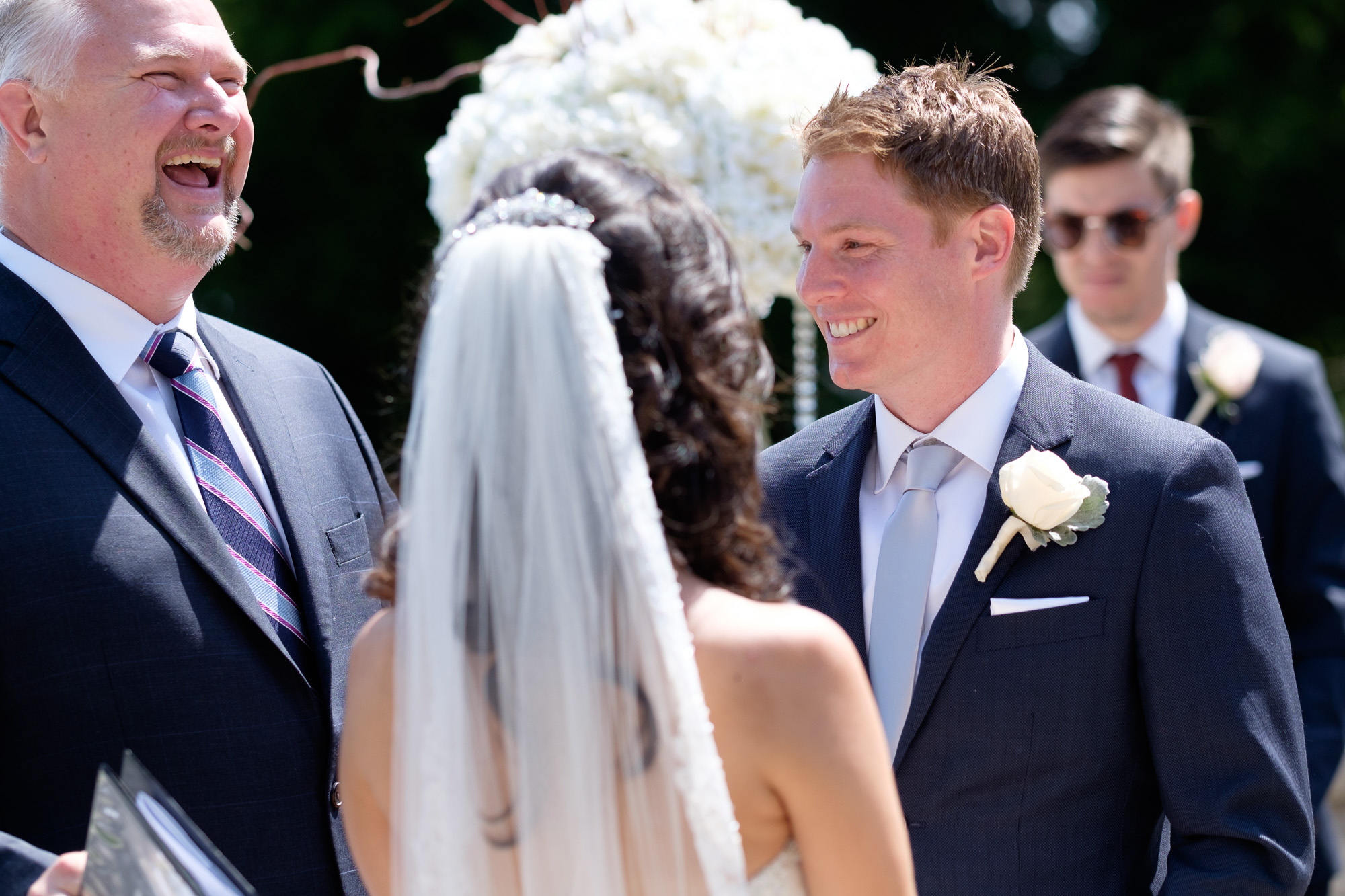  A photograph from Laura + Chris outdoor wedding ceremony at the Paletta Mansion in Mississauga.&nbsp; 