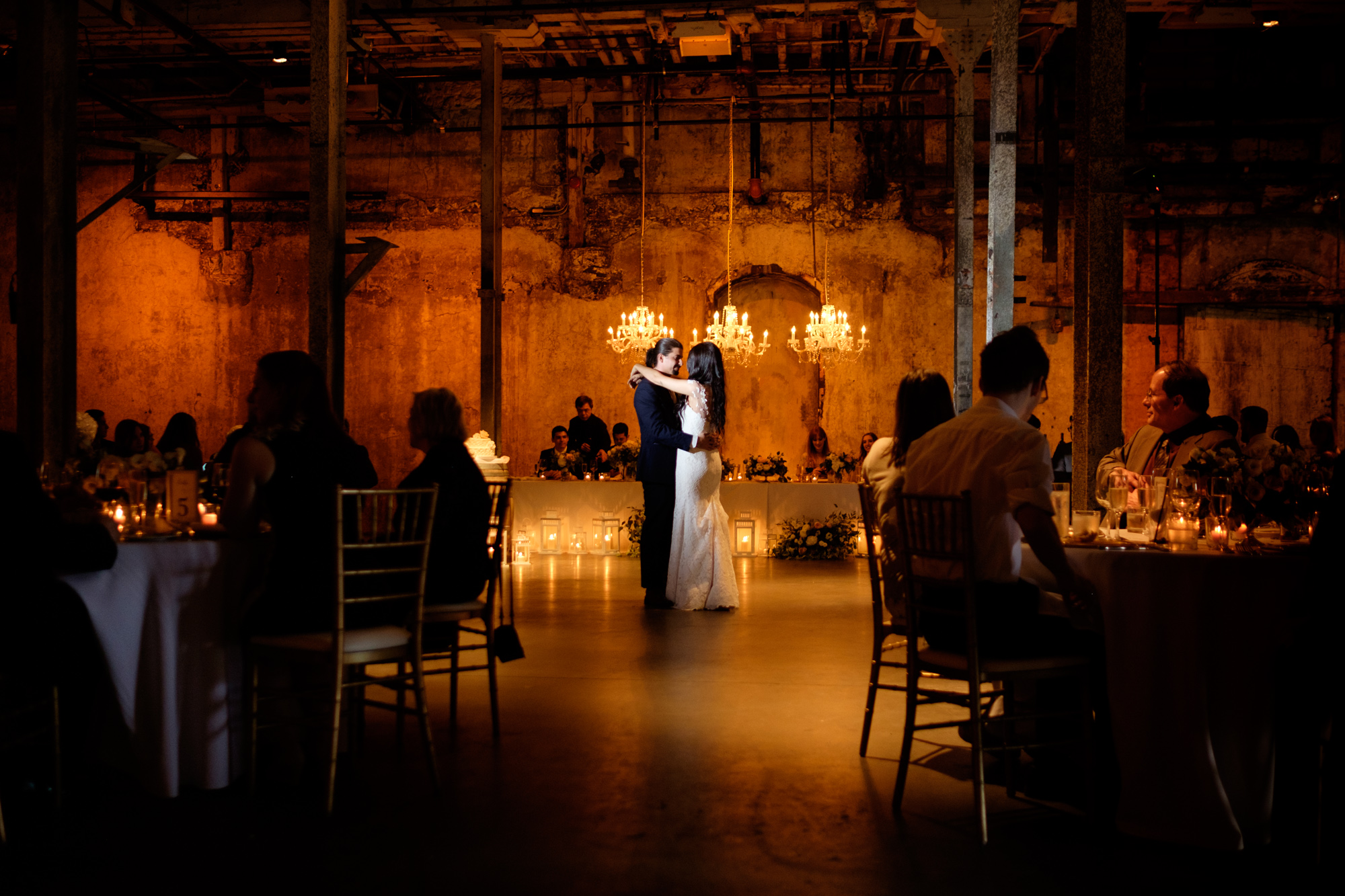  Danni + Felipe have their first dance as a married couple during their wedding reception at Toronto's Fermenting Cellar.&nbsp; 