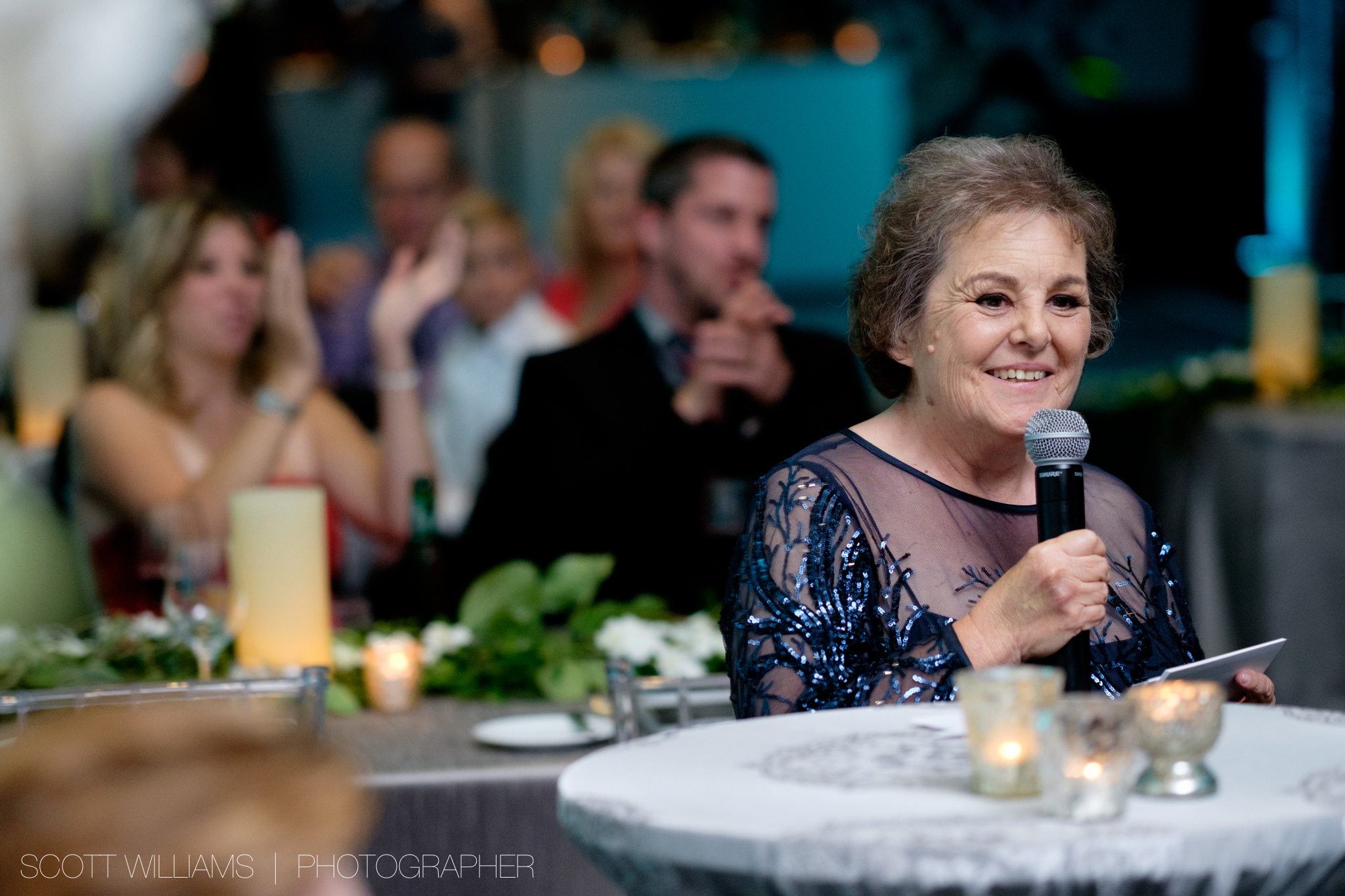  Christina's mother gives a heartfelt speech during the wedding reception at &nbsp;their Malaparte wedding in Toronto. 