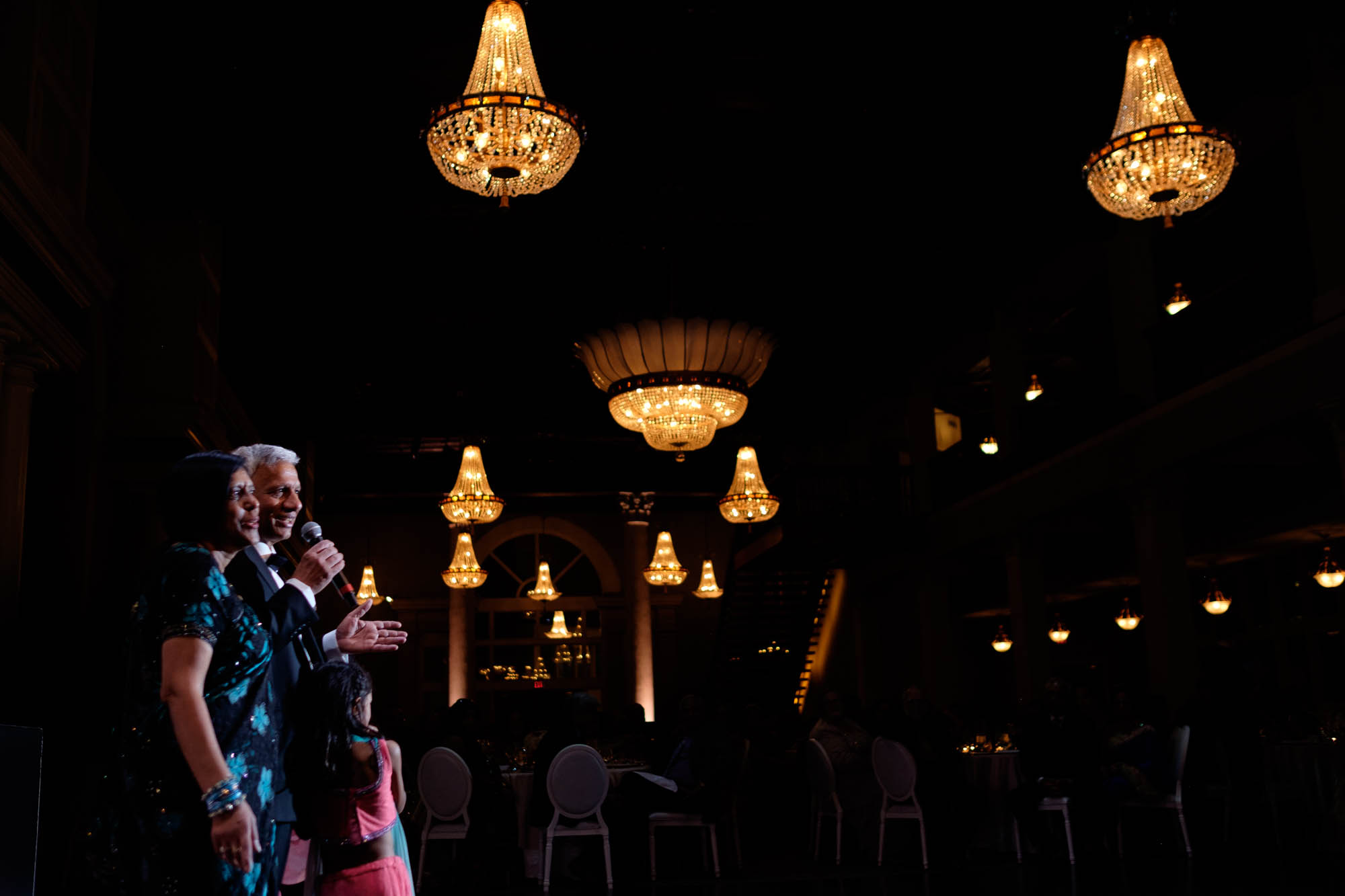 father of the bride gives a speech during the wedding reception at Toronto's liberty grand