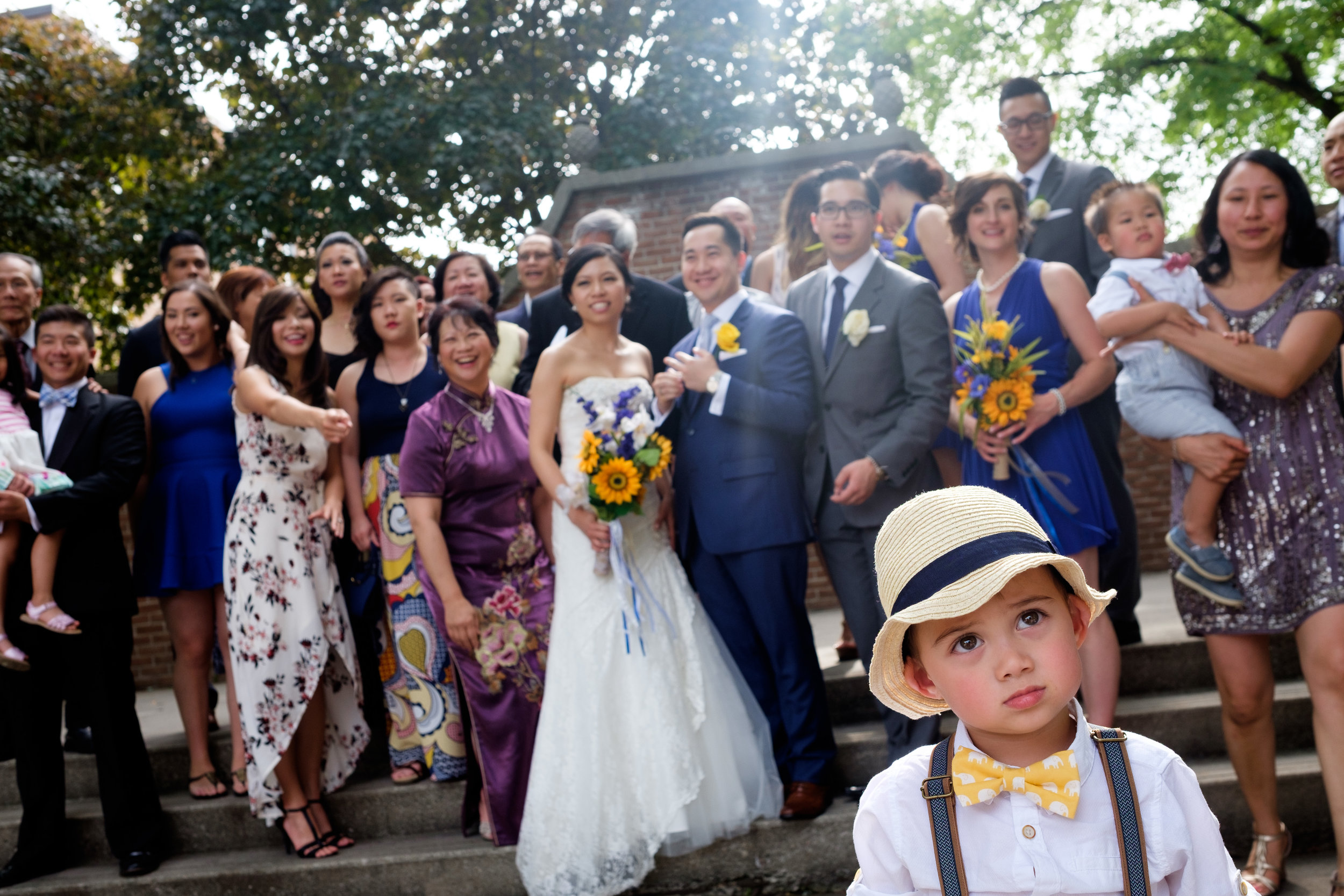 It's better to be lucky than good! &nbsp; (it also helps being good).  Sometimes when you have an uncooperative ring bearer you turn lemons into lemonade. &nbsp;As we were trying to get a big extended family picture the groom's nephew decided he was