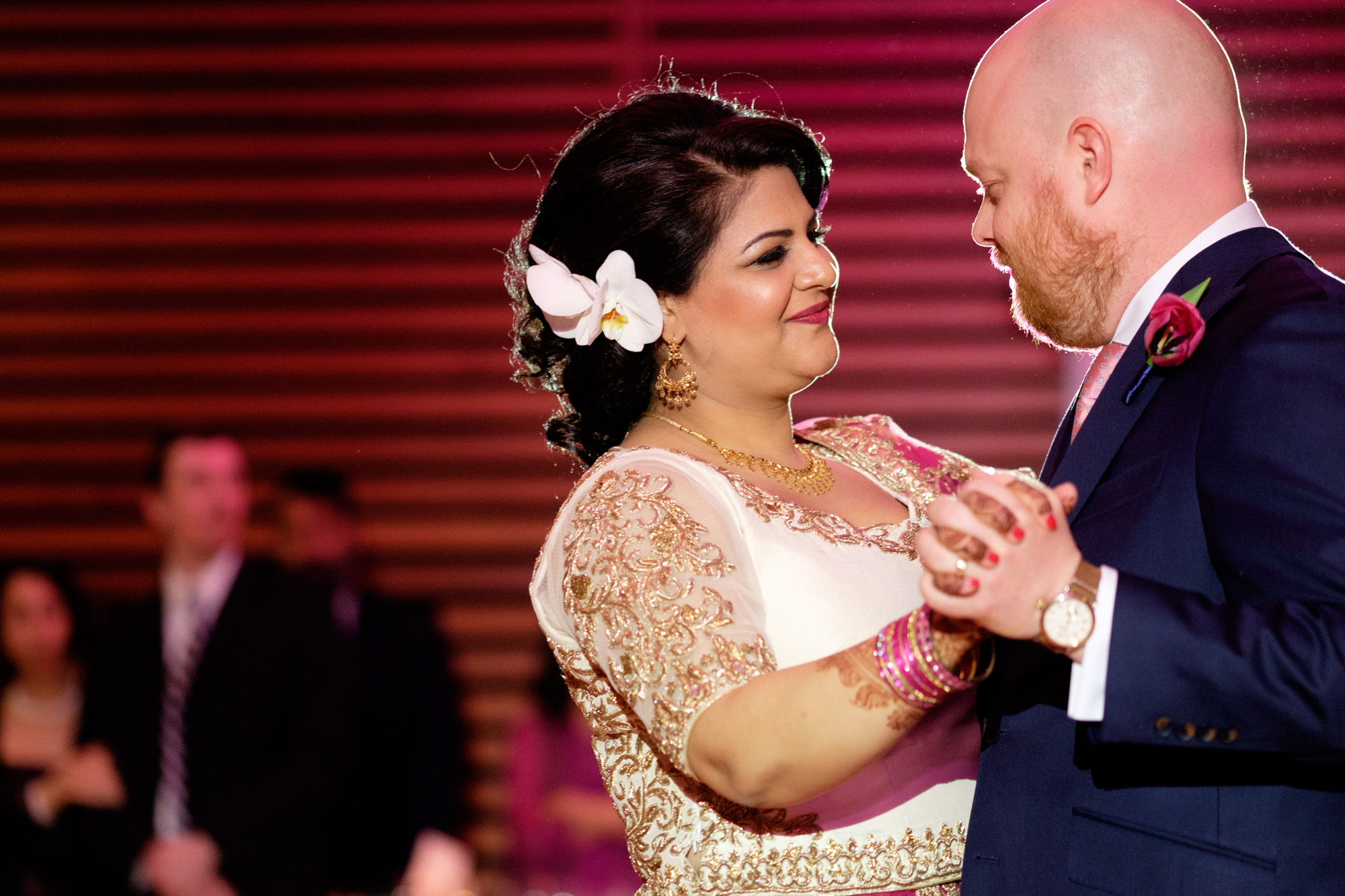  Noor and John enjoy their first dance as a married couple during their reception at the Toronto Reference Library.&nbsp; 