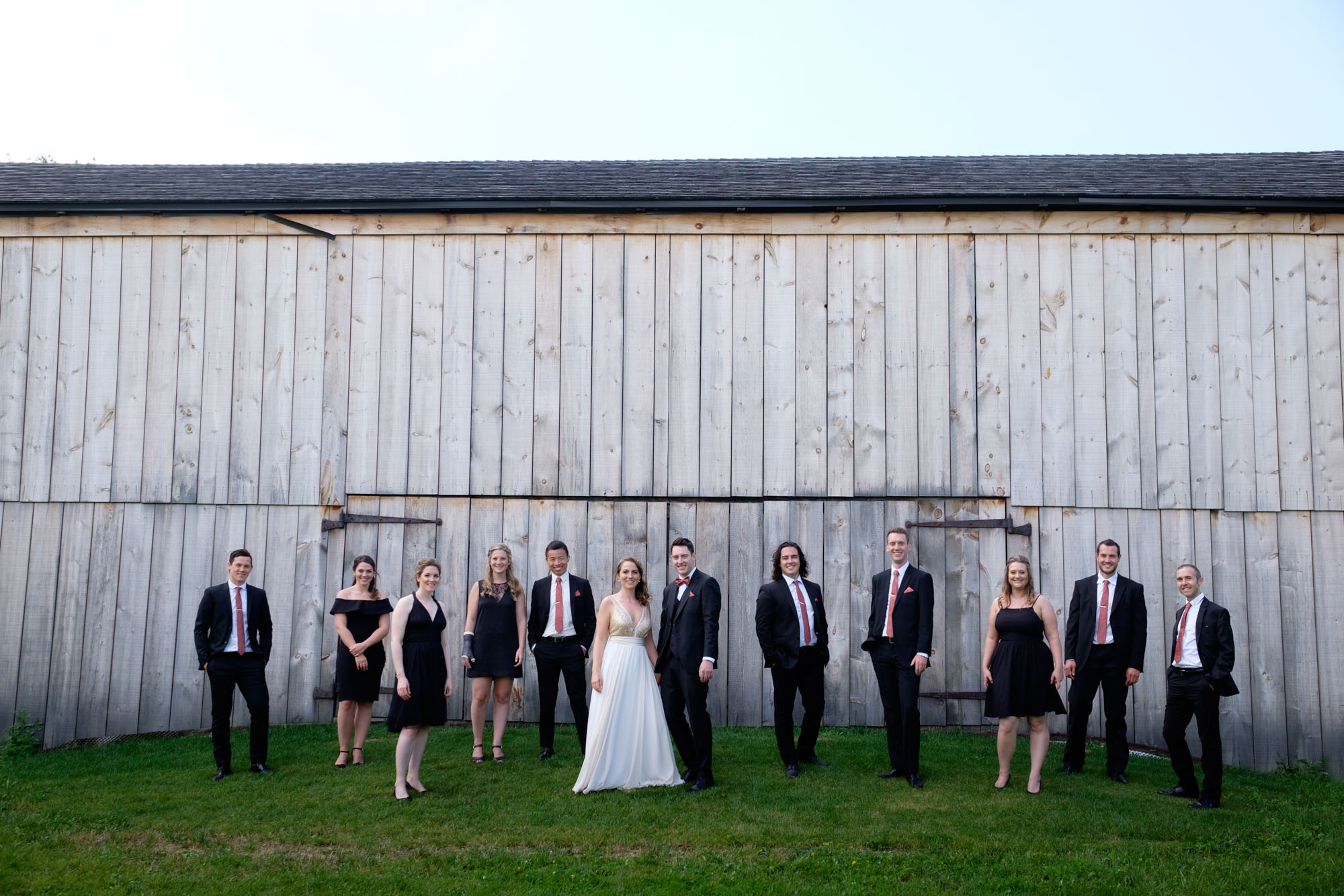 A photo of the wedding party from Jennifer and Andrew's wedding at the Markham Museum.
