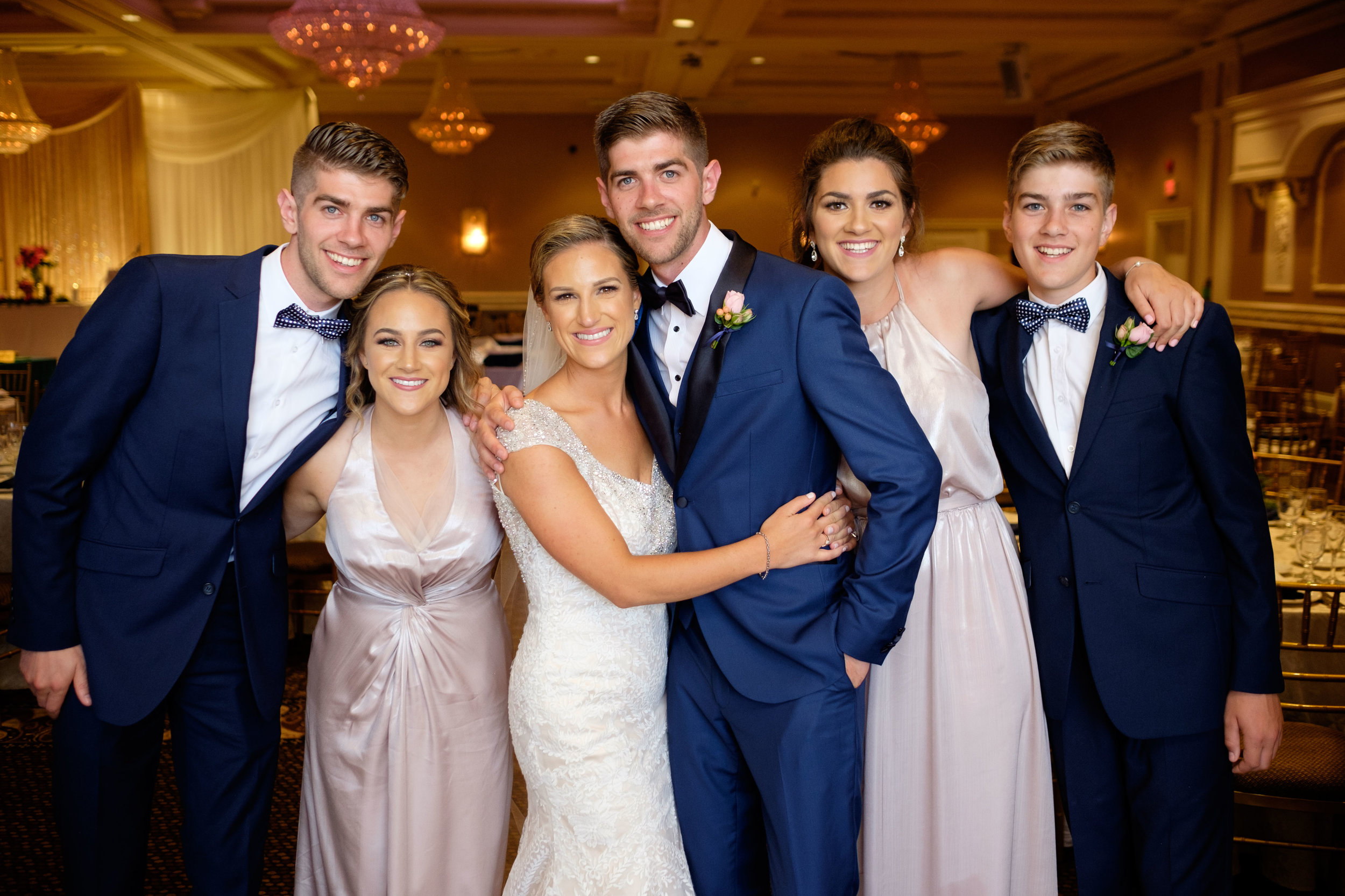  A portrait of Sabrina + Zach's wedding party taken at the Jewel Event Centre in Toronto. 