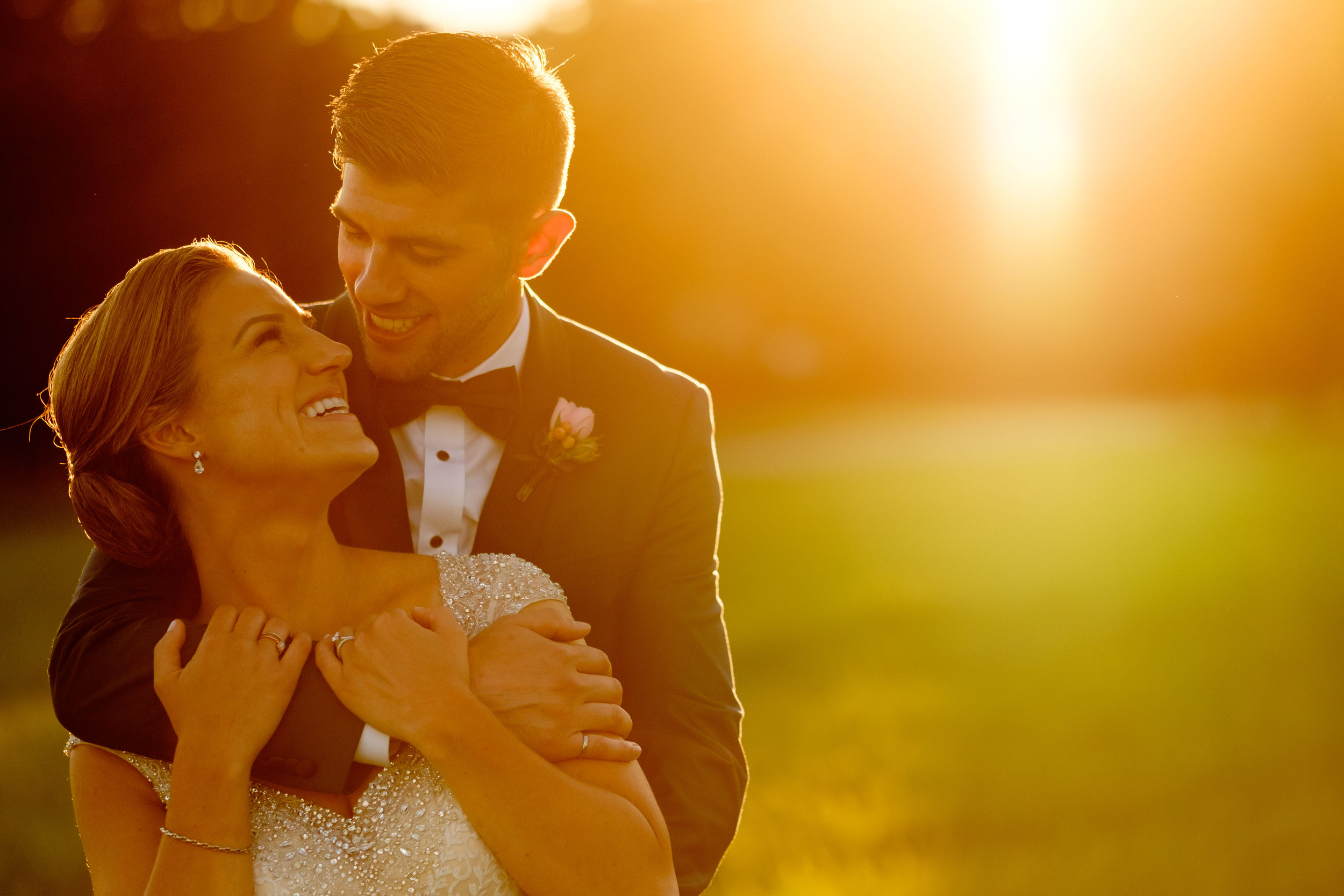  A wedding portrait of Sabrina + Zach at sunset during their wedding reception at the Jewel Event Centre. 