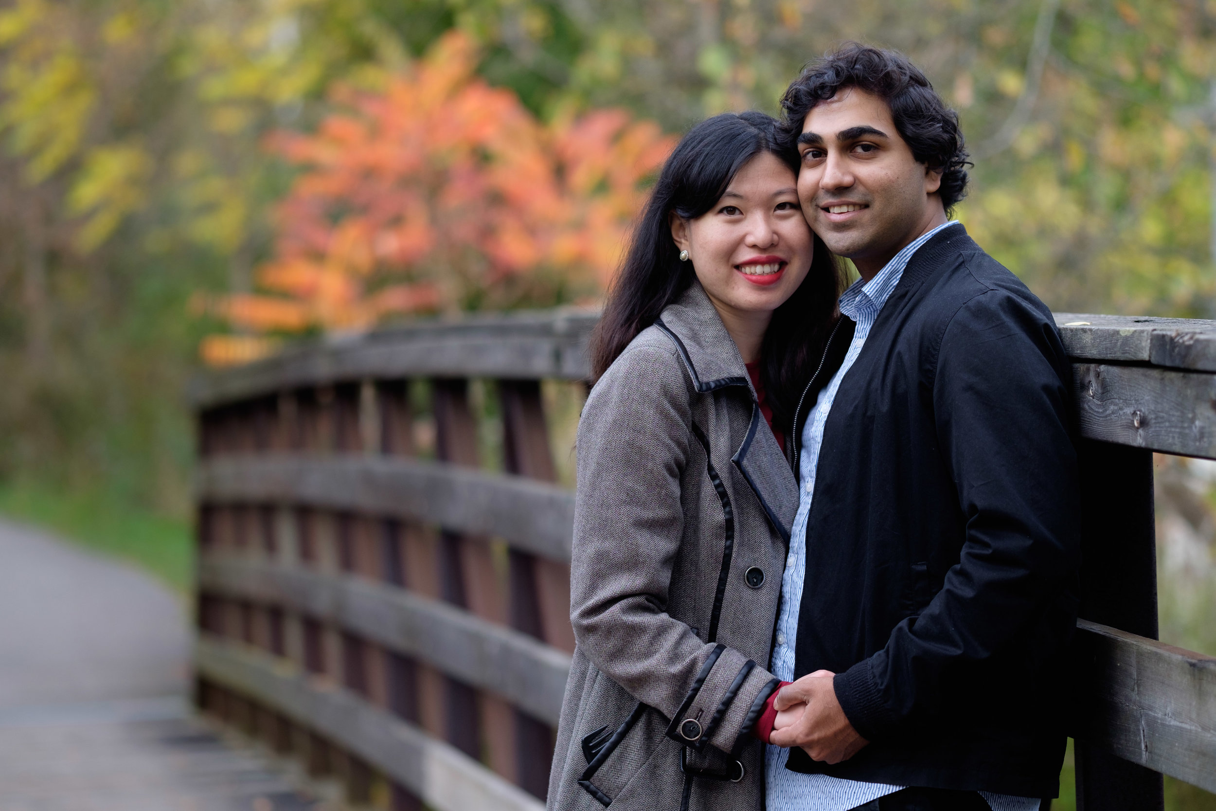  An engagement portrait of Chelsea + Danny from their fall engagement session in one of Toronto's parks. 