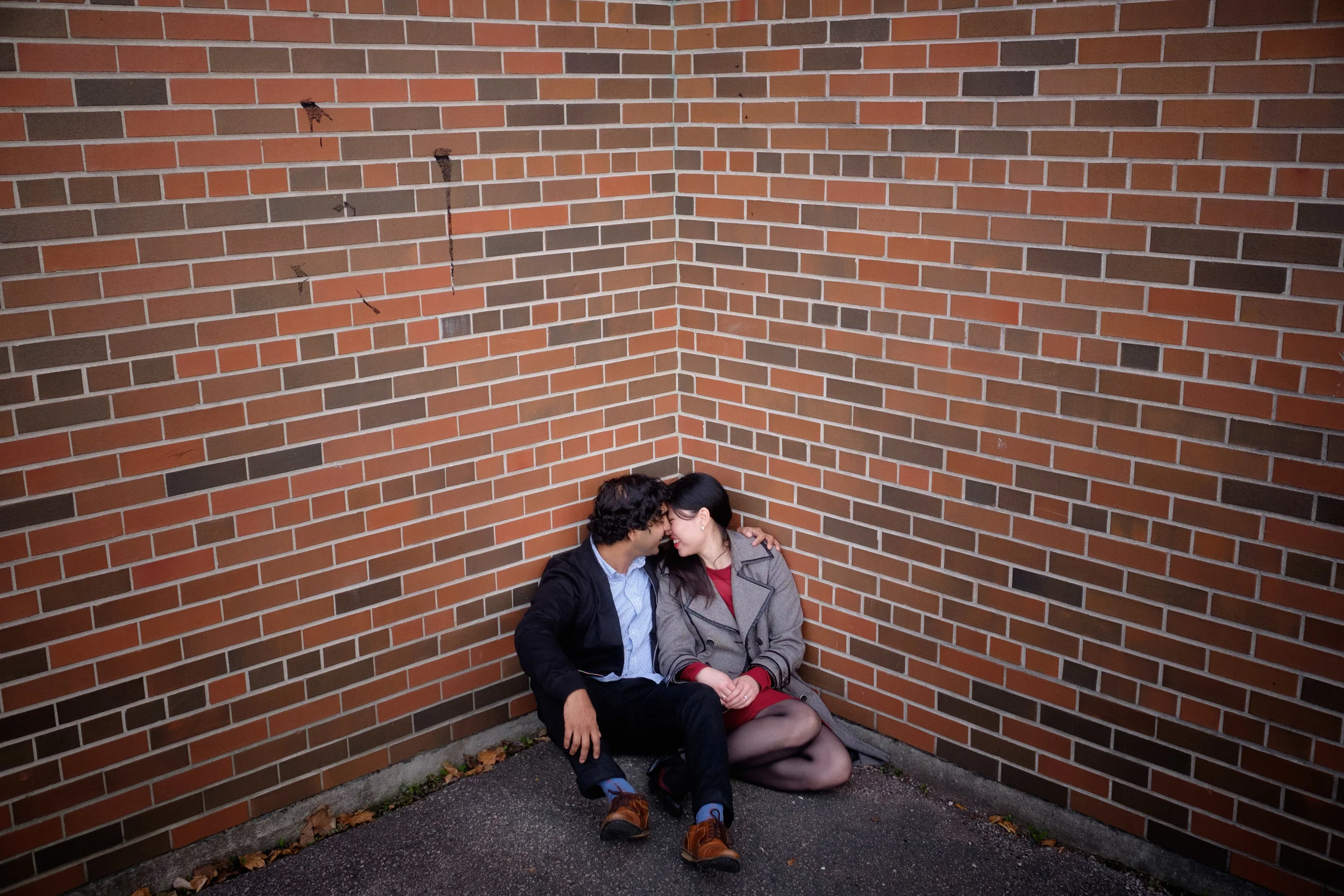 An engagement portrait of Chelsea + Danny from their fall engagement session in one of Toronto's parks.